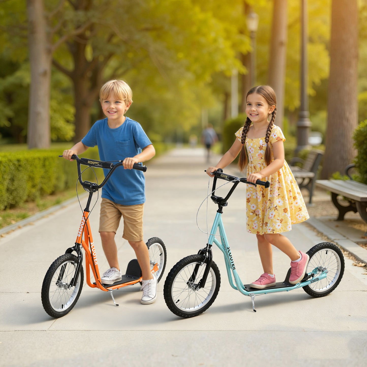 Kick Scooters for Kids with Adjustable Height, Anti-Slip Deck
