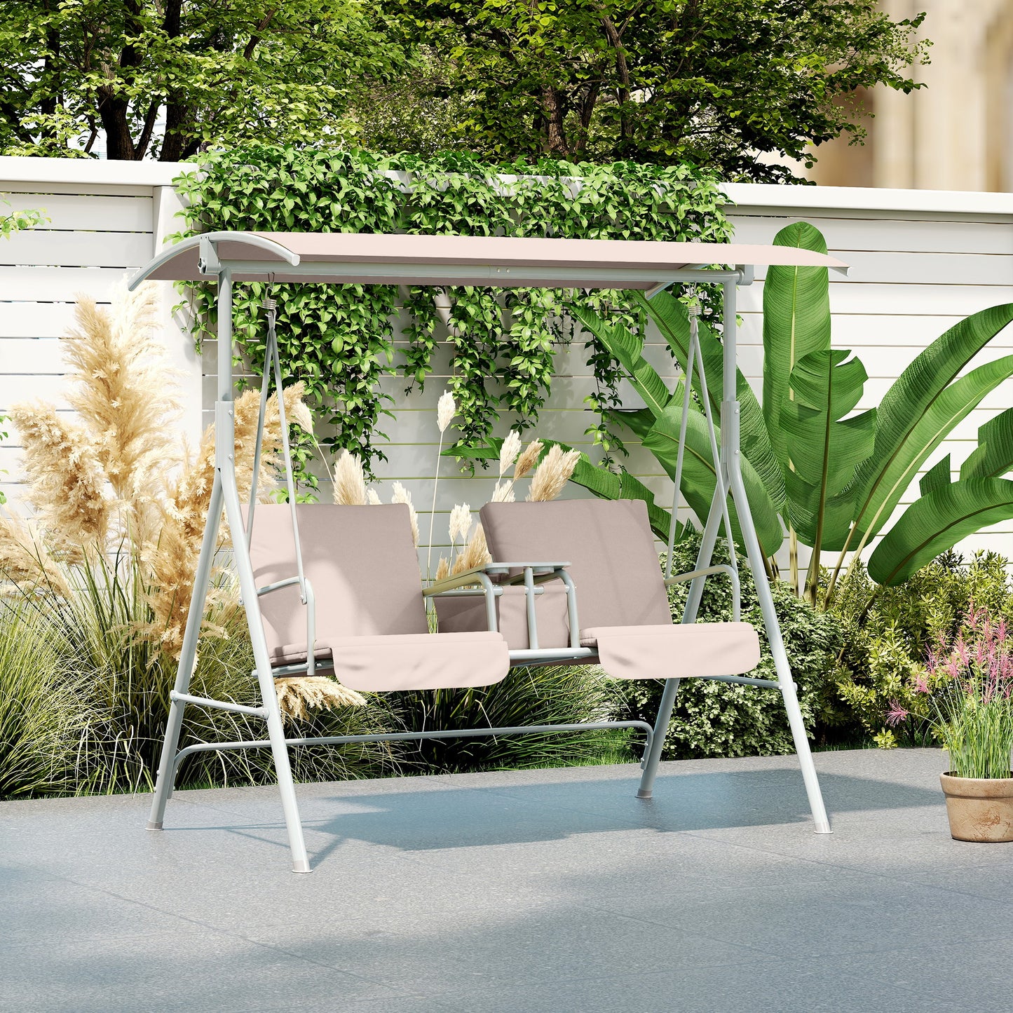 2 Seater Garden Swing Chair Patio Rocking Bench w/ Tilting Canopy