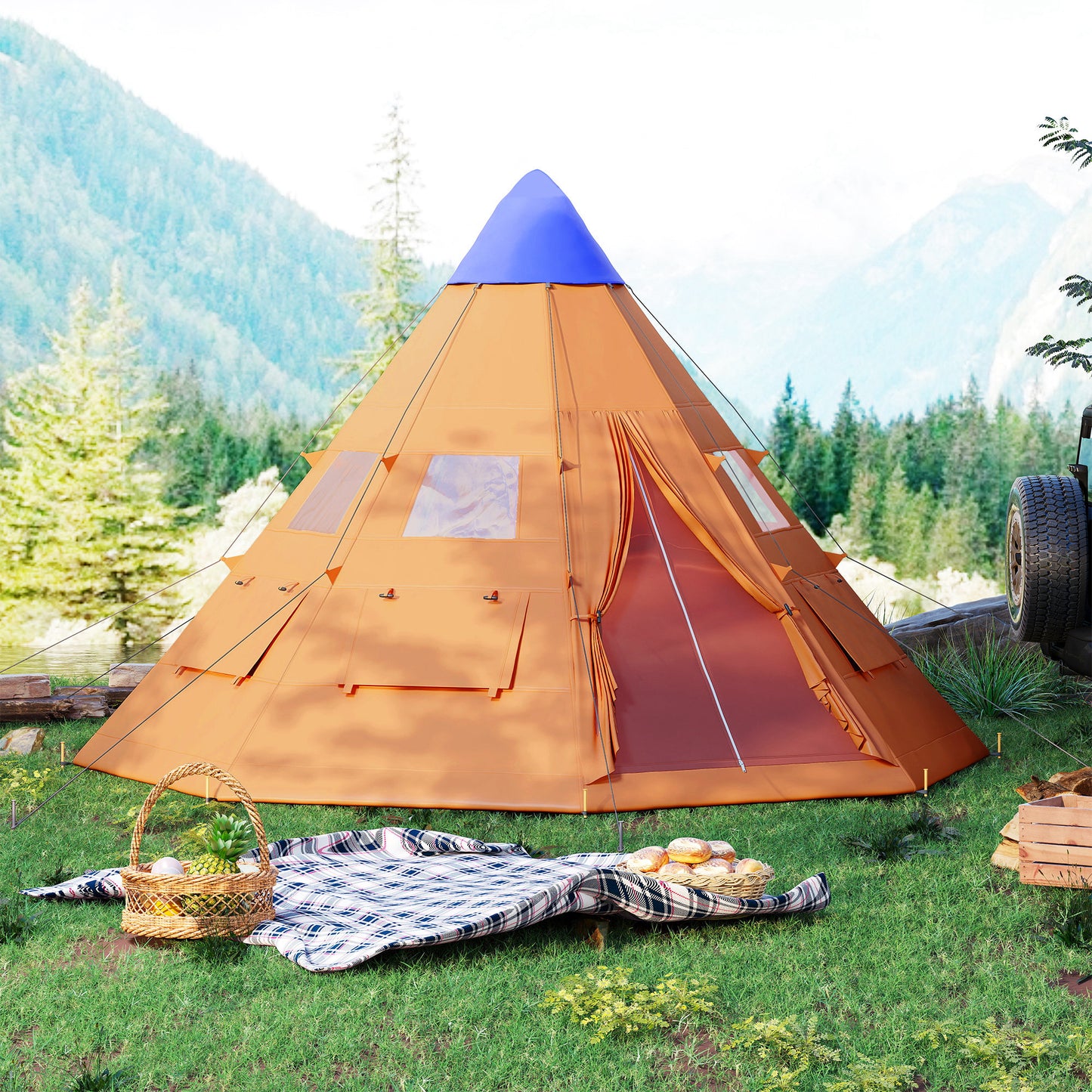 6 Men Tipi Tent with Carry Bag