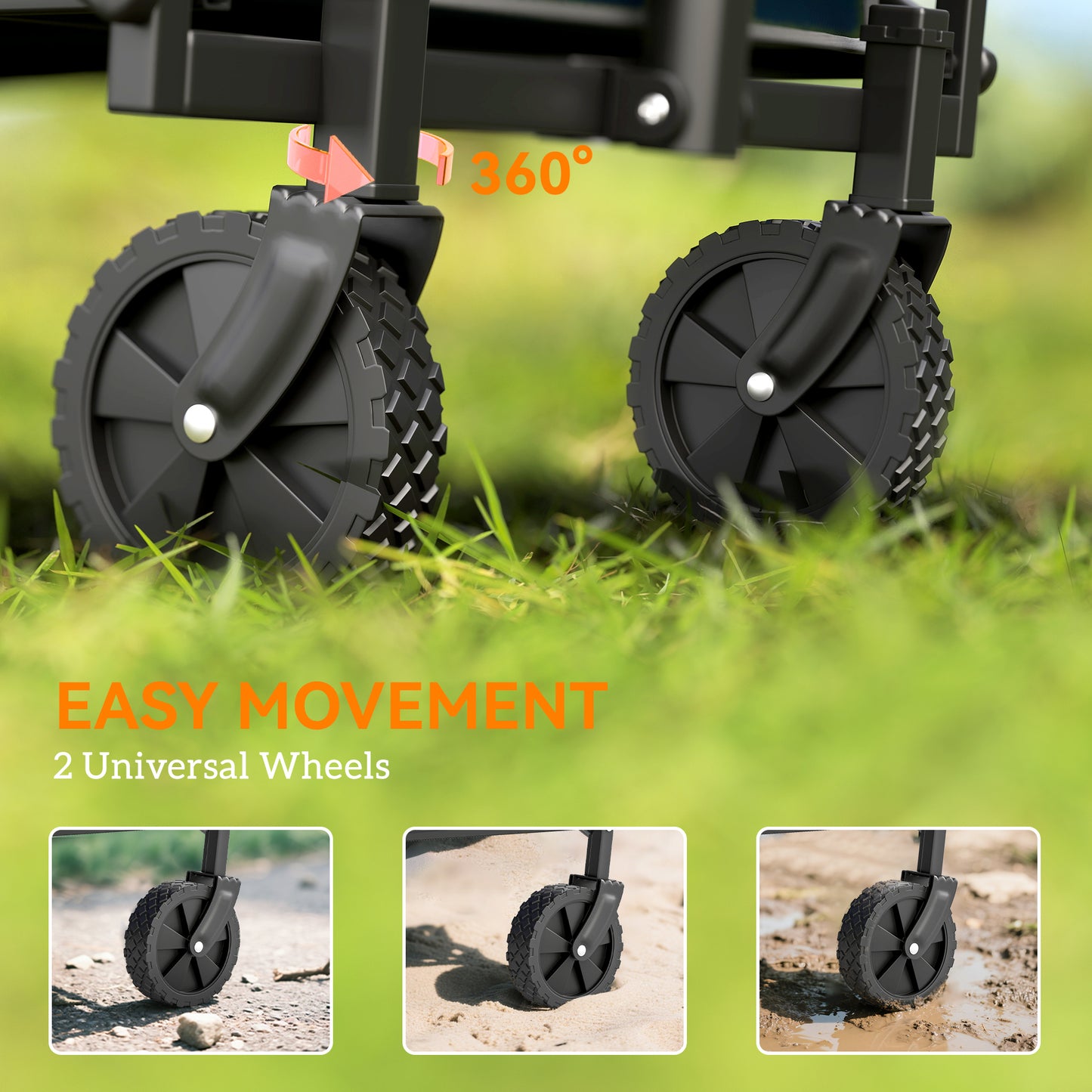 41L Festival Trolley on Wheels, Compact Garden Folding Trolley Cart