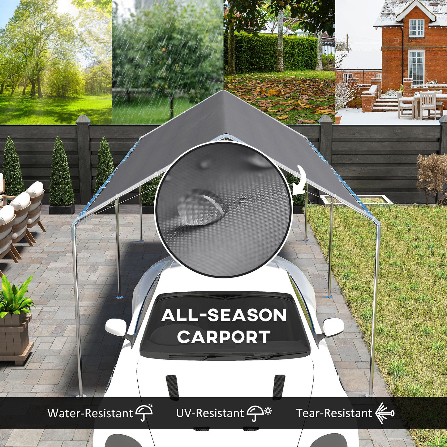 3 x 6m Heavy Duty Carport Garage Car Shelter Galvanized Steel