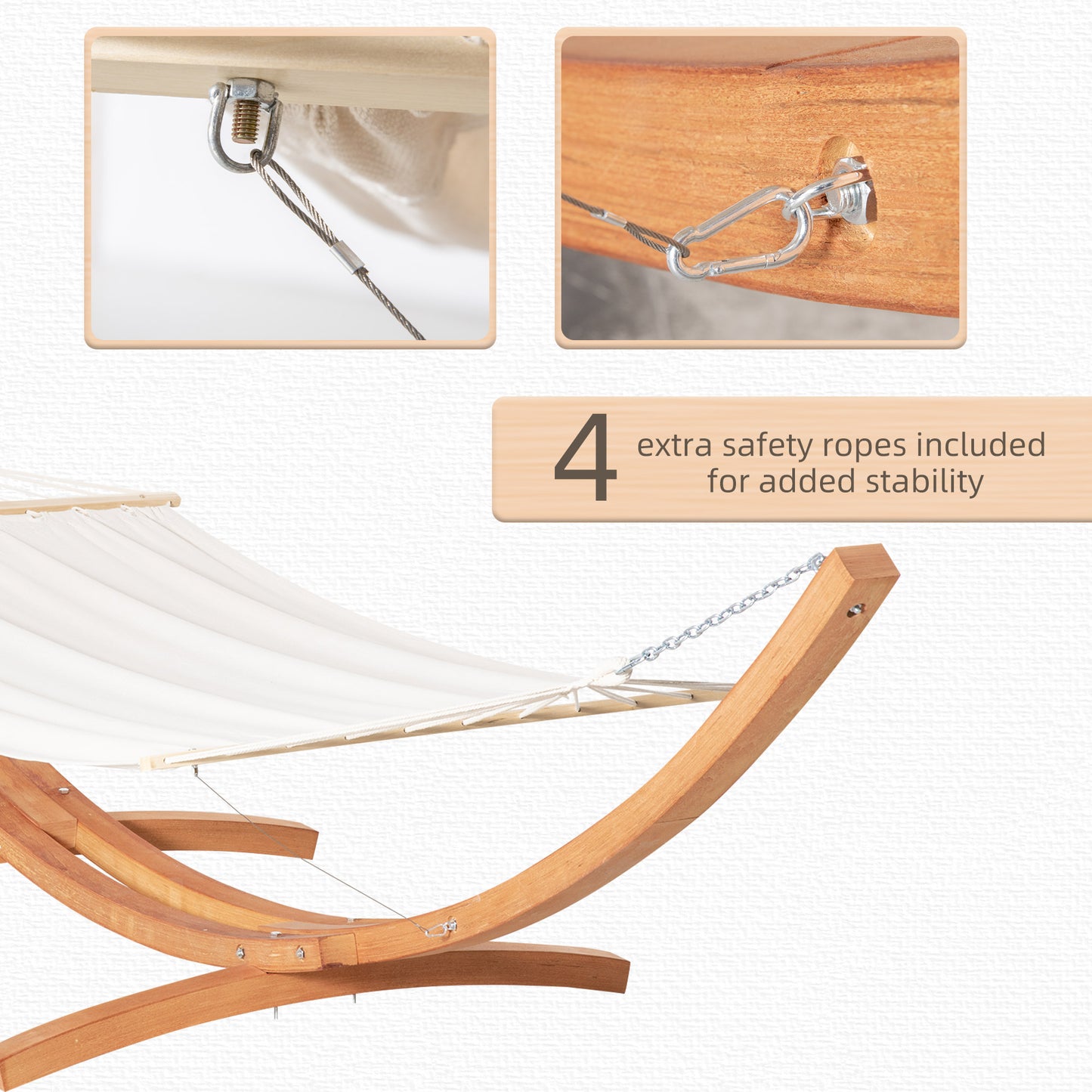 Outdoor Garden Hammock with Wooden Stand Swing Hanging Bed for Patio
