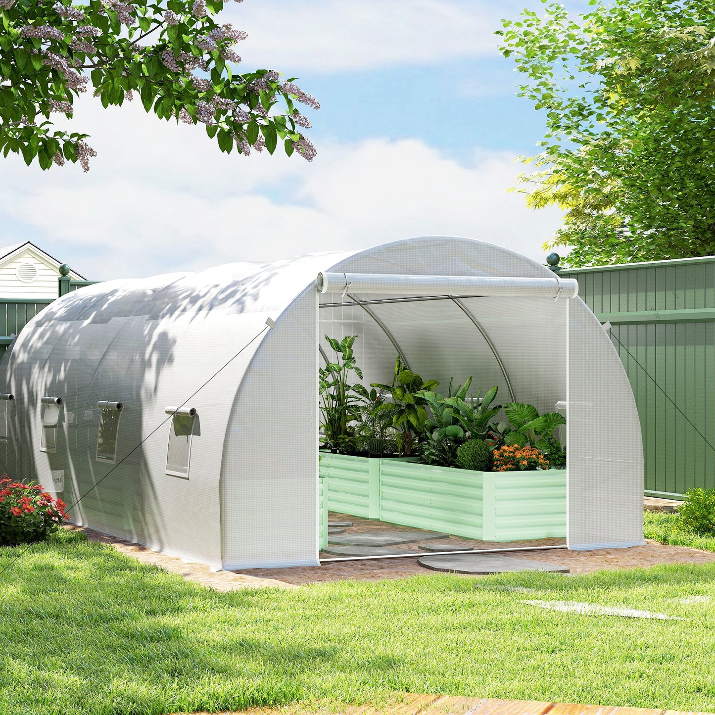 Poly Tunnel for Garden, Walk-in Polytunnel with Door
