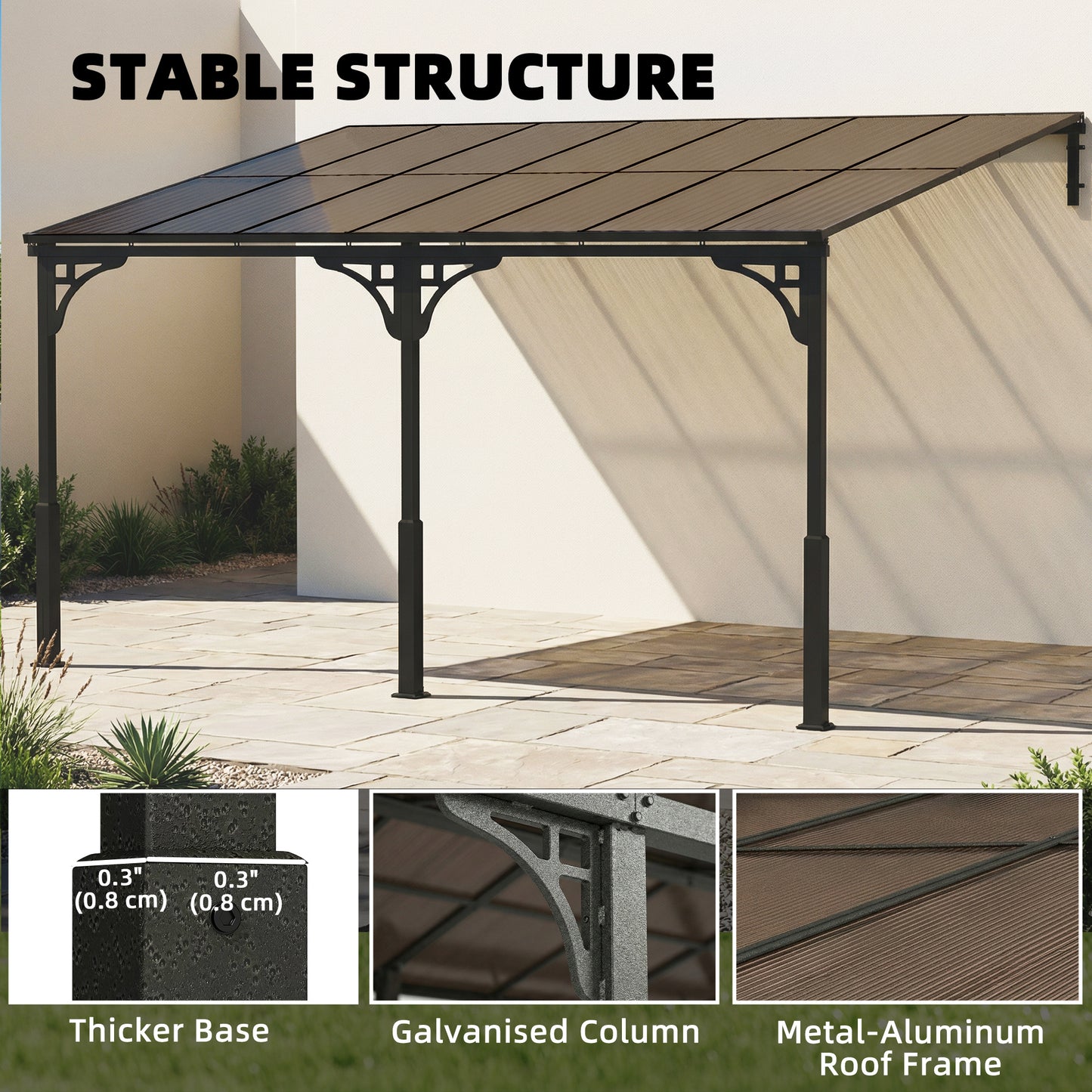 4 x 3 m Metal Lean-to Pergola