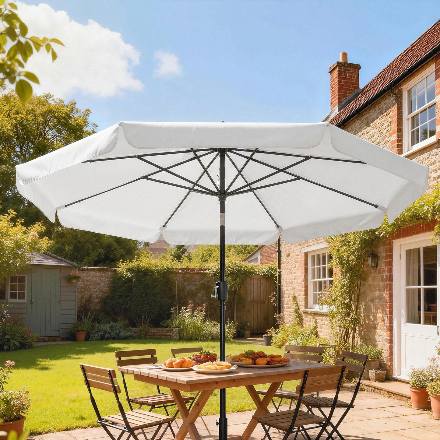 3 m Garden Parasol with Tilt Mechanism & Crank Handle