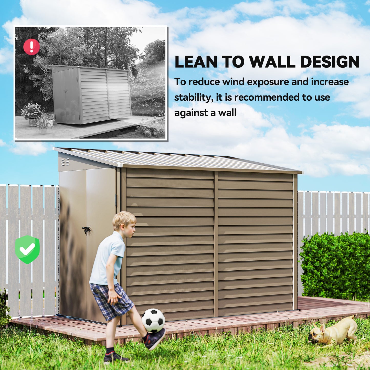 5 x 9ft Galvanised Metal Garden Shed with Foundation Kit