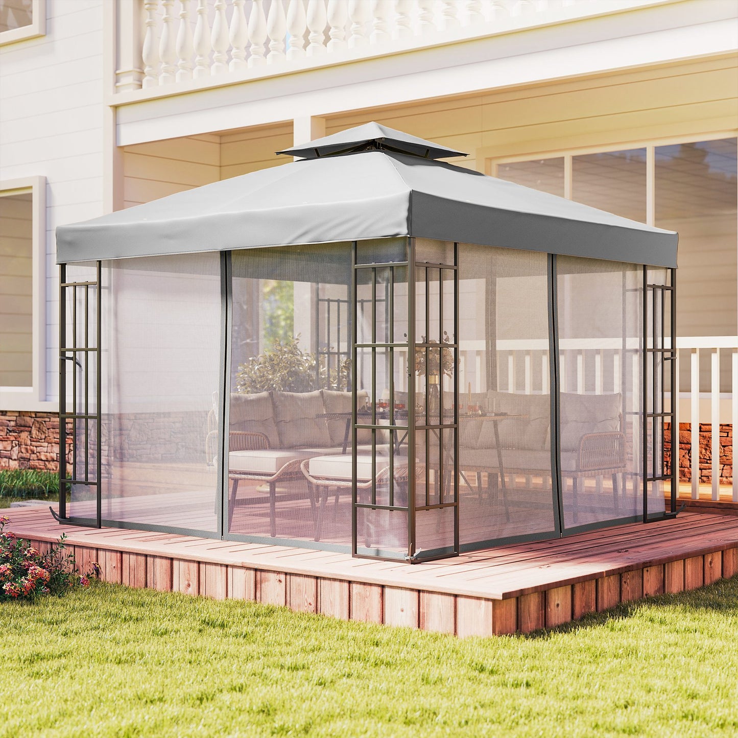 3 x 3(m) Patio Gazebo Canopy Garden Pavilion Tent Shelter (2)