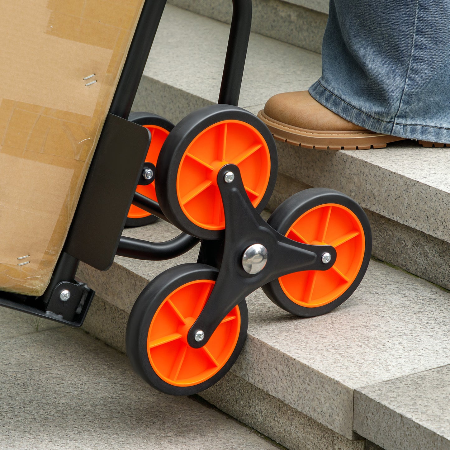 Six-Wheel Folding  Sack Barrow Trolley - Black/Orange