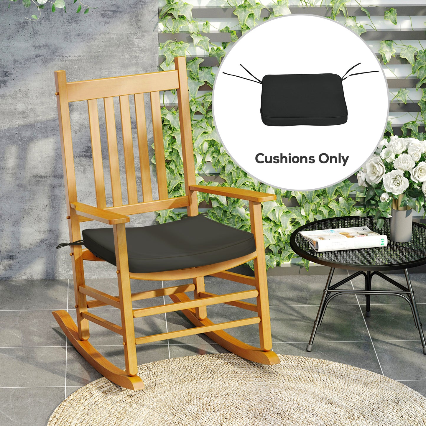 Set of 6 Chair Cushion Seat Pads Dining Chair w/ Straps Indoor