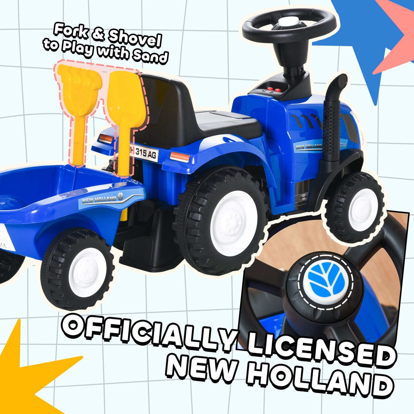 Ride On Tractor Toddler Walker Foot To Floor Slider w/ Horn Storage