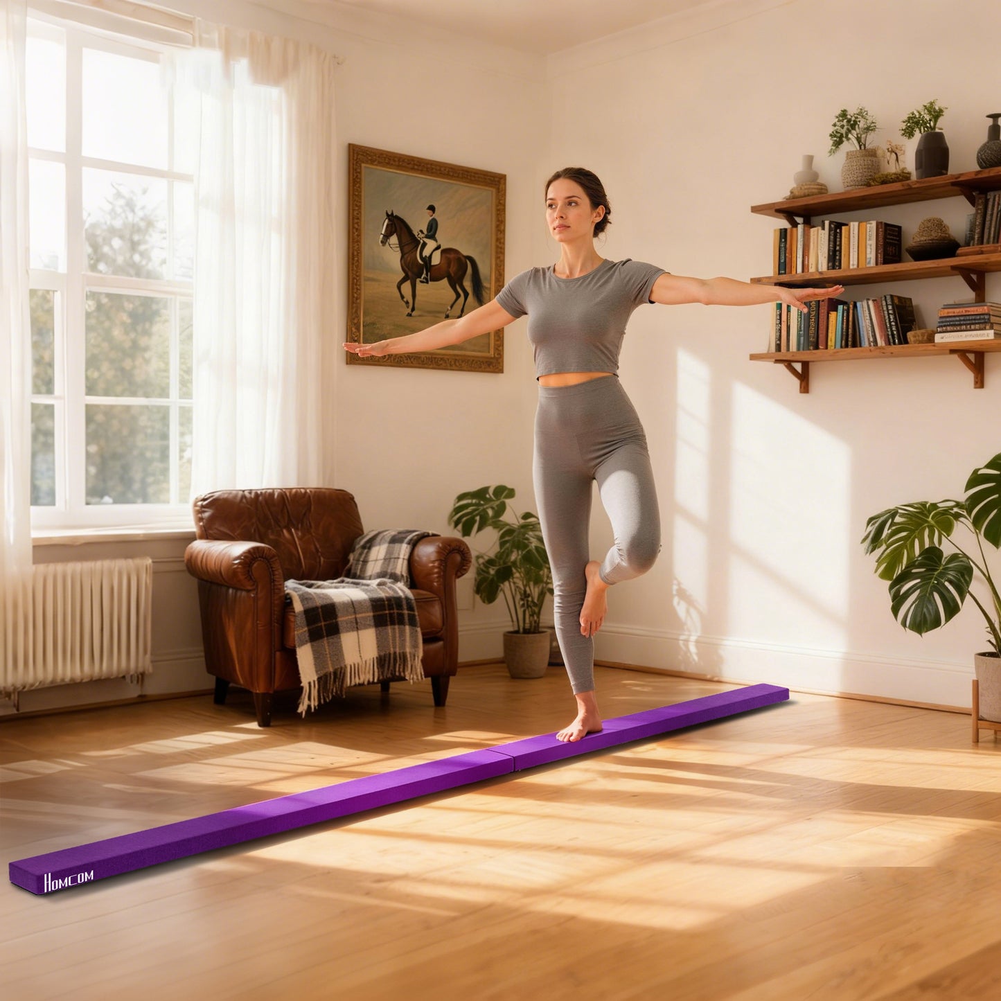 2.4M 8FT Gymnastics Folding Balance Beam Home Gym Training Exercise
