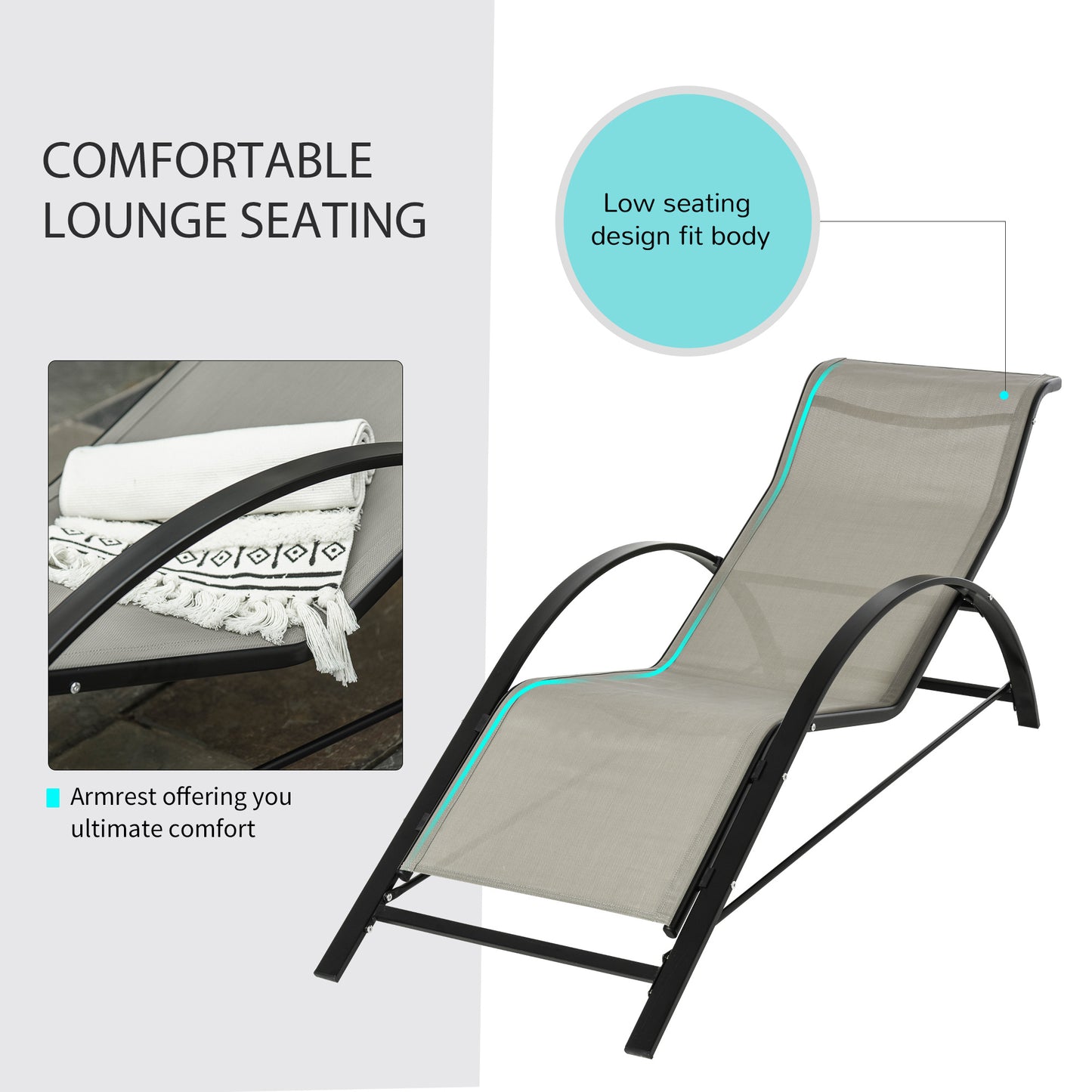3 Pieces Sun Lounger Chair Set