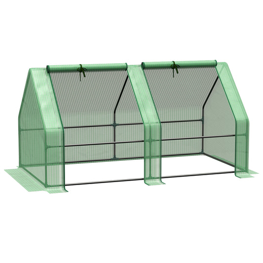Mini Small Greenhouse with Steel Frame & PE Cover & Zippered Window