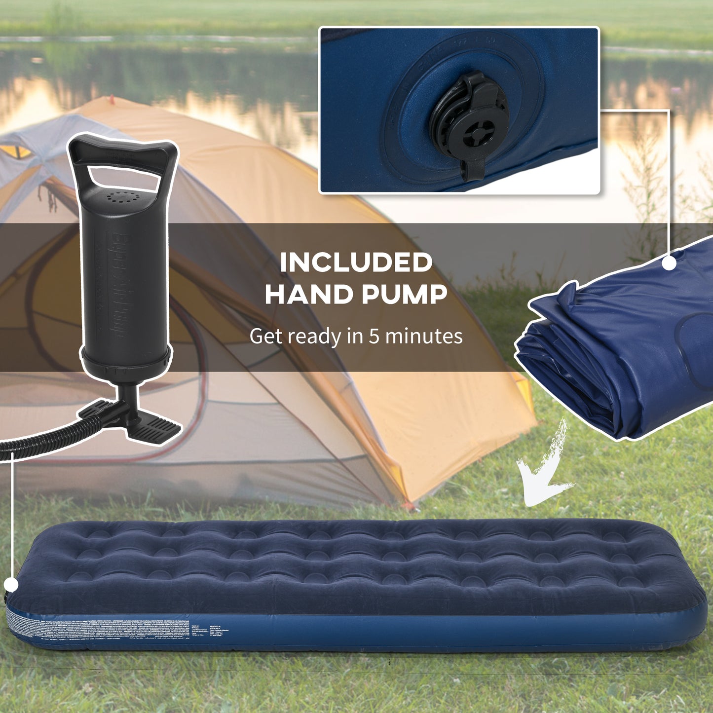 Single Air Bed with Hand Pump