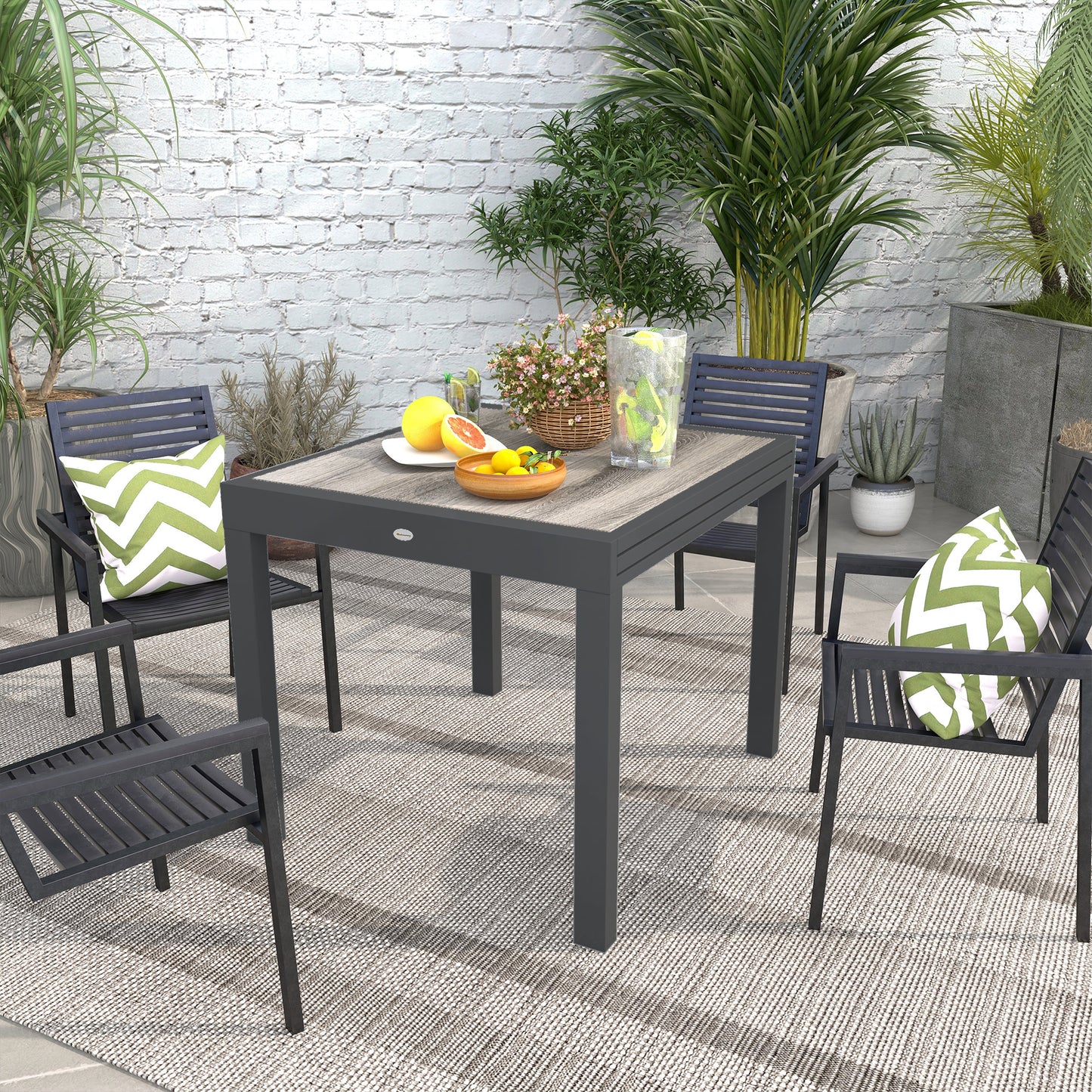 Extending Garden Table, Outdoor Dining Table for 6