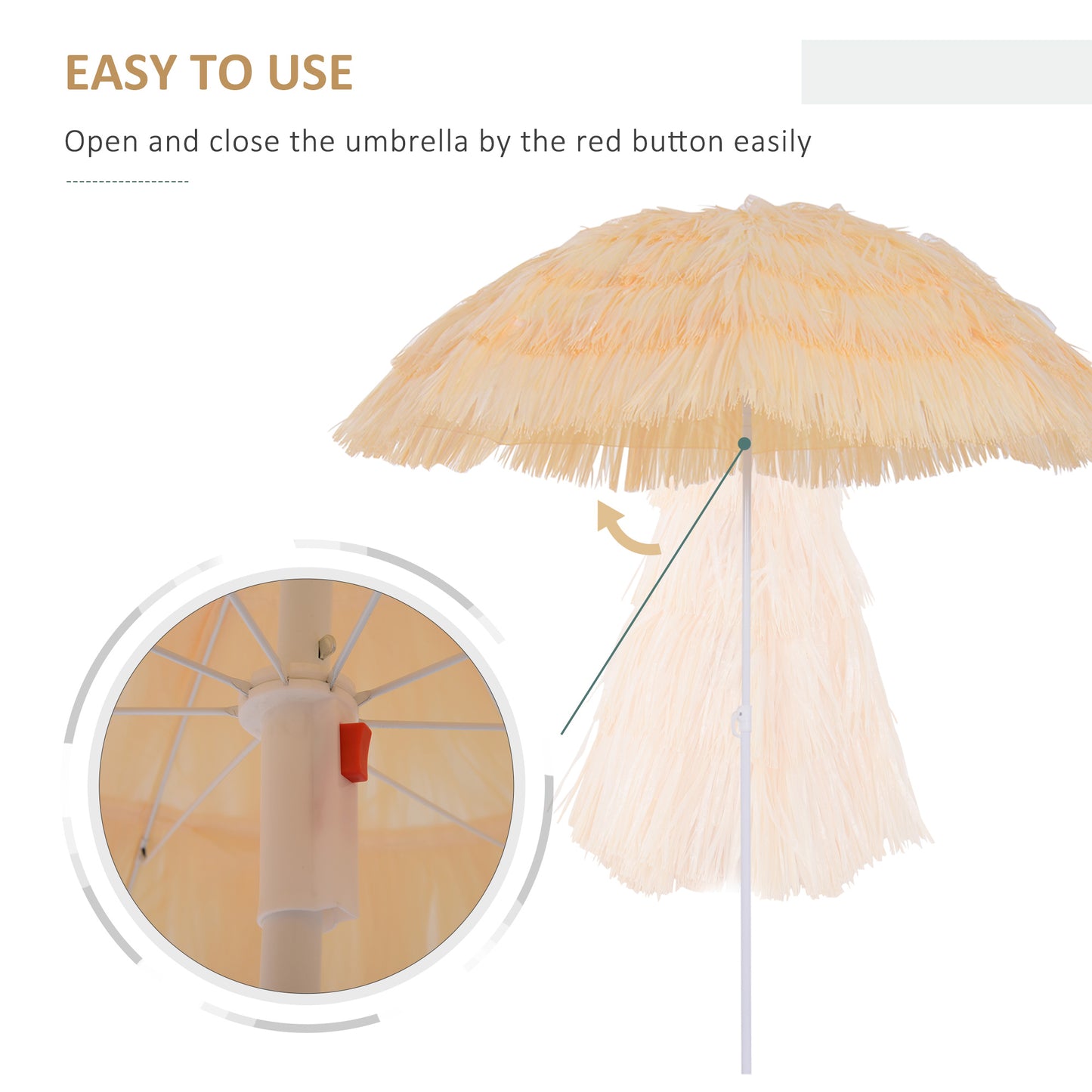 1.6m Patio Garden Hawaii Beach Sun Umbrella Sunshade Hawaiian