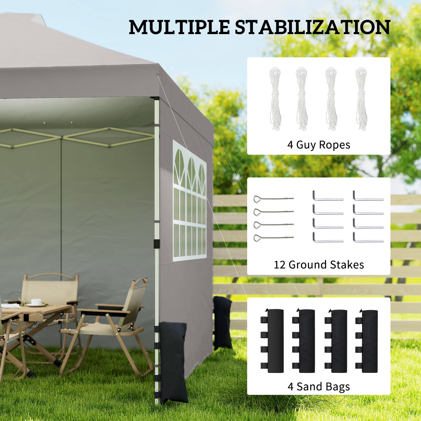Pop Up Gazebo Waterproof Height Adjustable Canopy