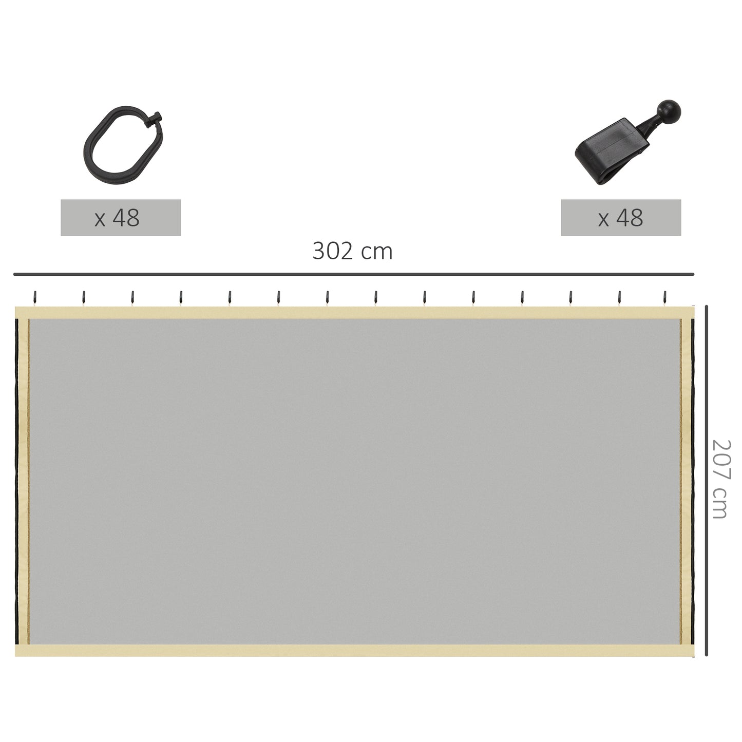 302 x 207cm Universal Replacement Mesh Sidewall Netting for Gazebos