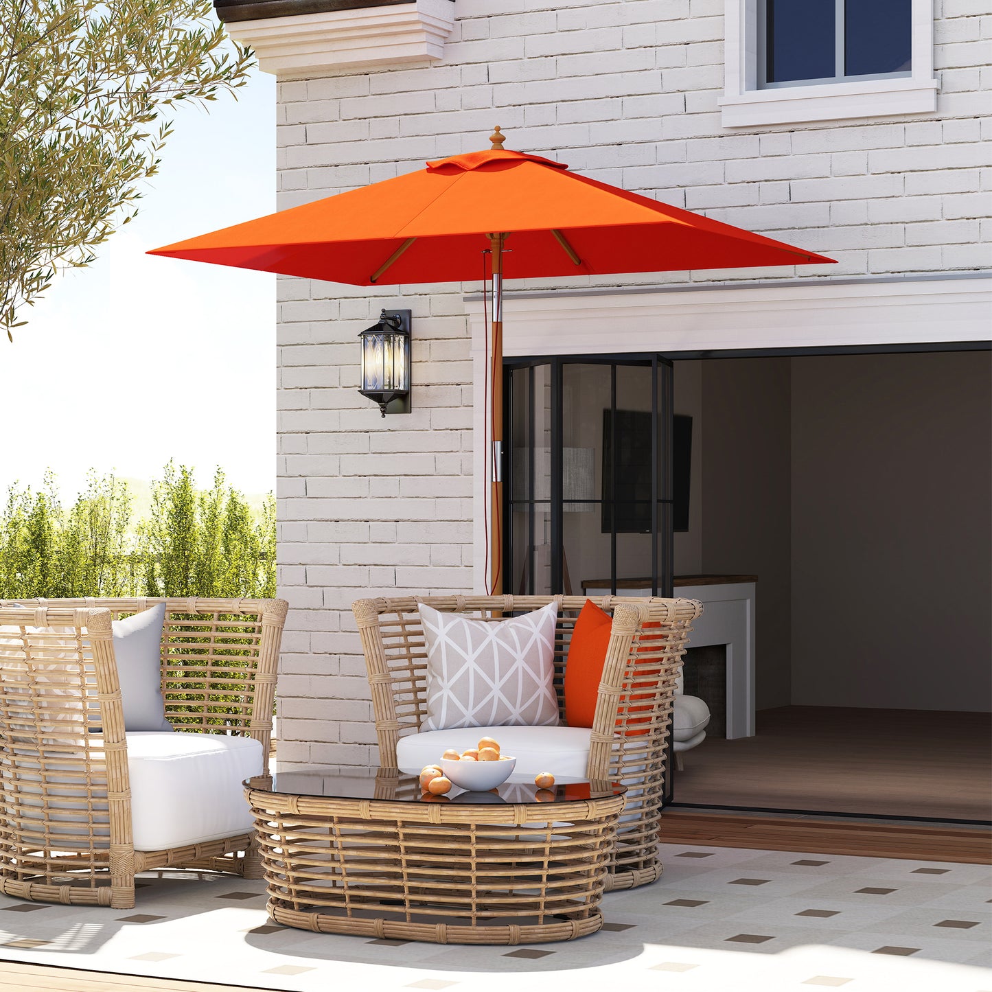 2m Tilting Wooden Pole Parasol