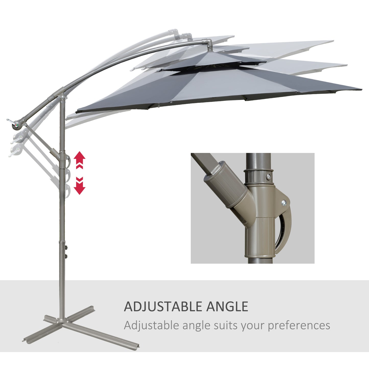 2.7m Garden Banana Parasol Cantilever Umbrella with Crank Handle (1)