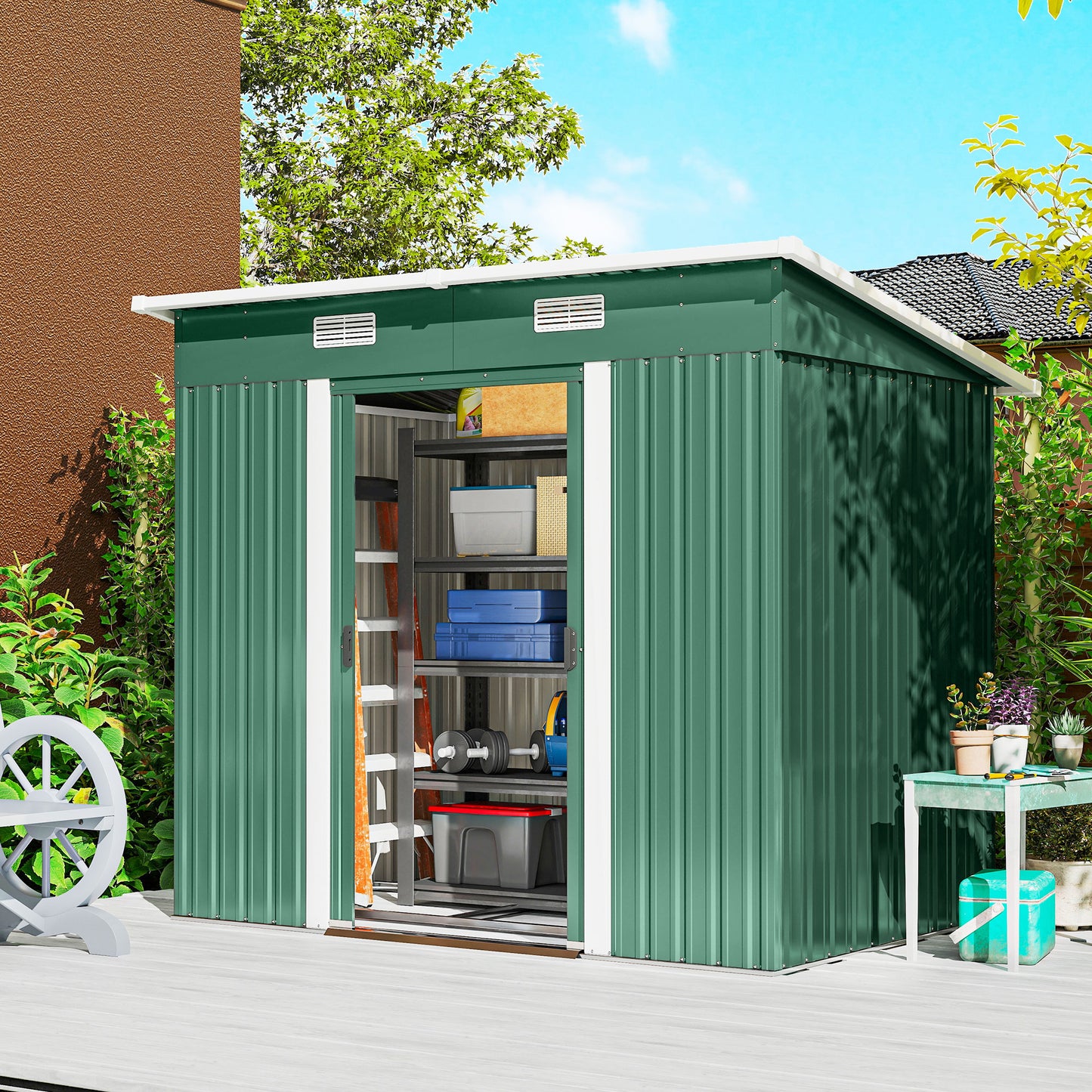 7 x 4ft Outdoor Storage Shed with Foundation Kit (1)