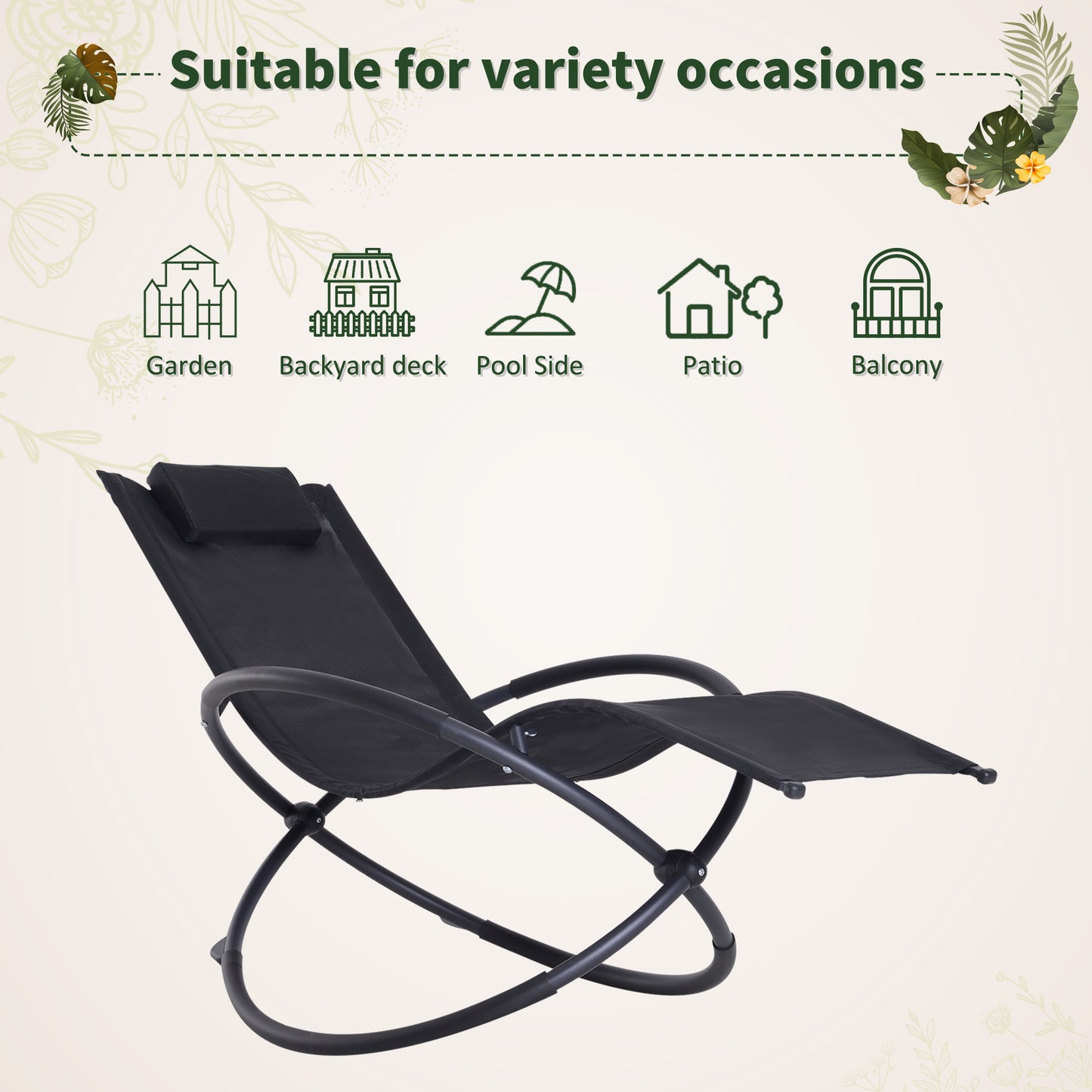 Outdoor Orbital Lounger Zero Gravity Patio Chaise Foldable Rocking