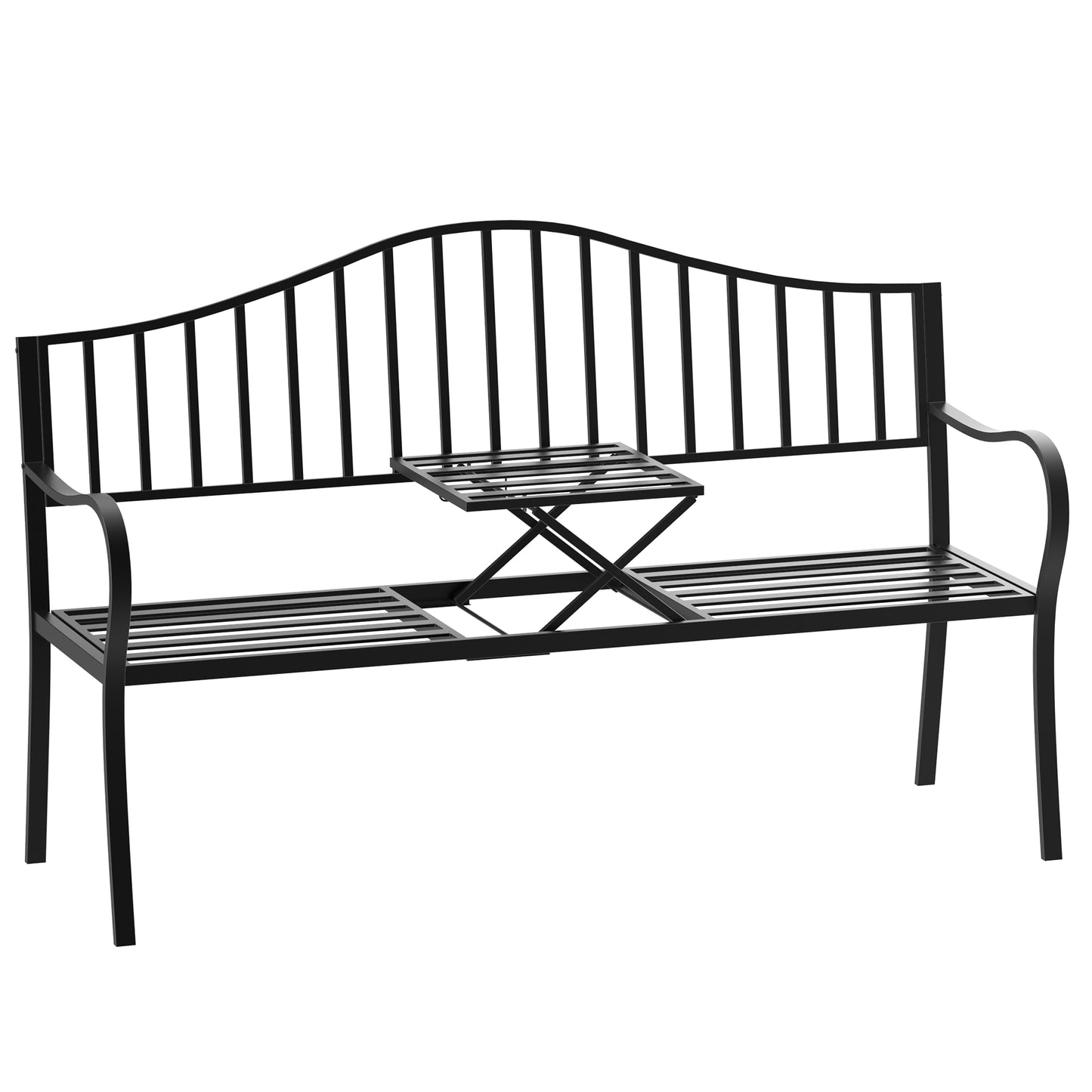Metal Bench W/Table,  150Lx53Wx95H cm