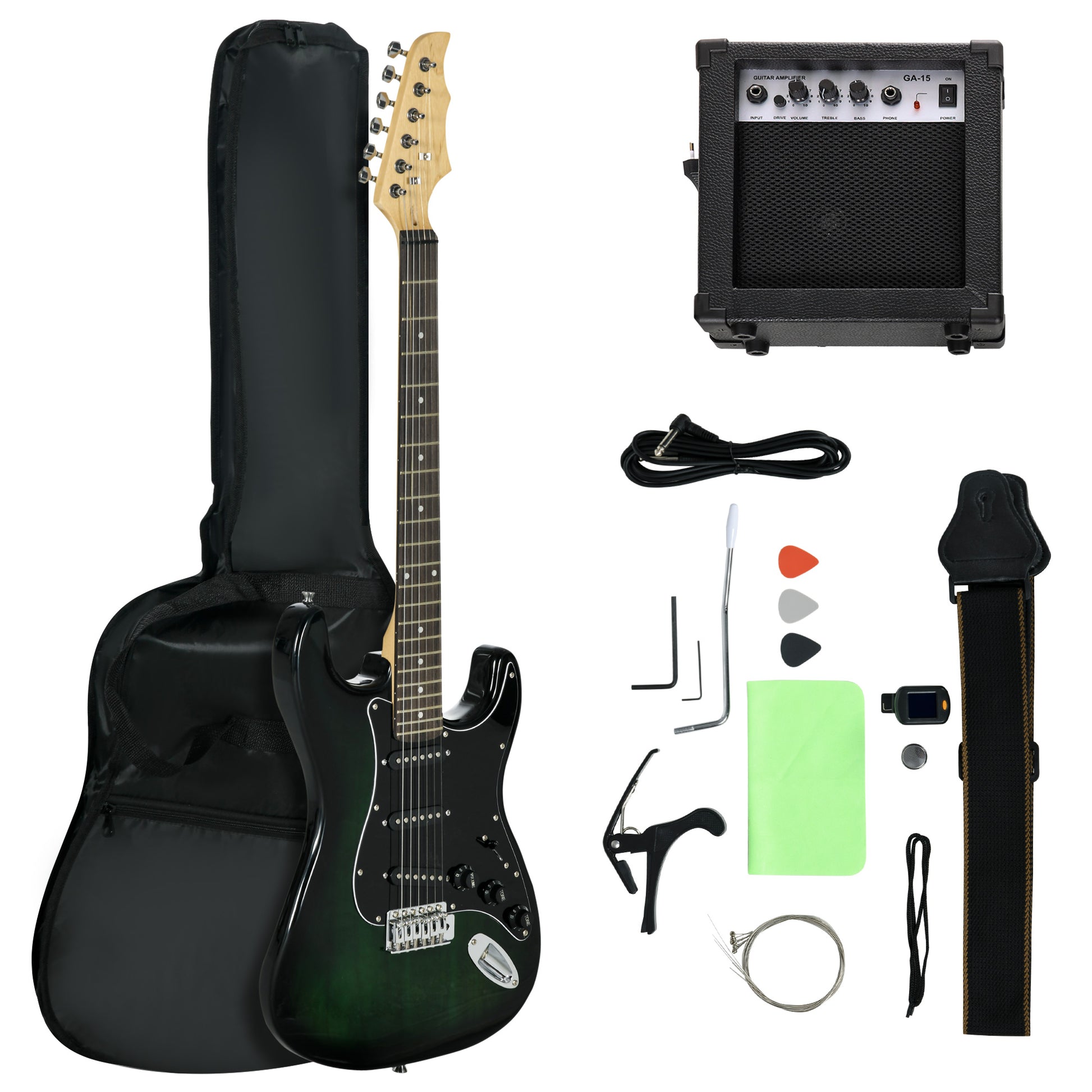 Six-String Electric Guitar, with 15W Amplifier, Digital Turner