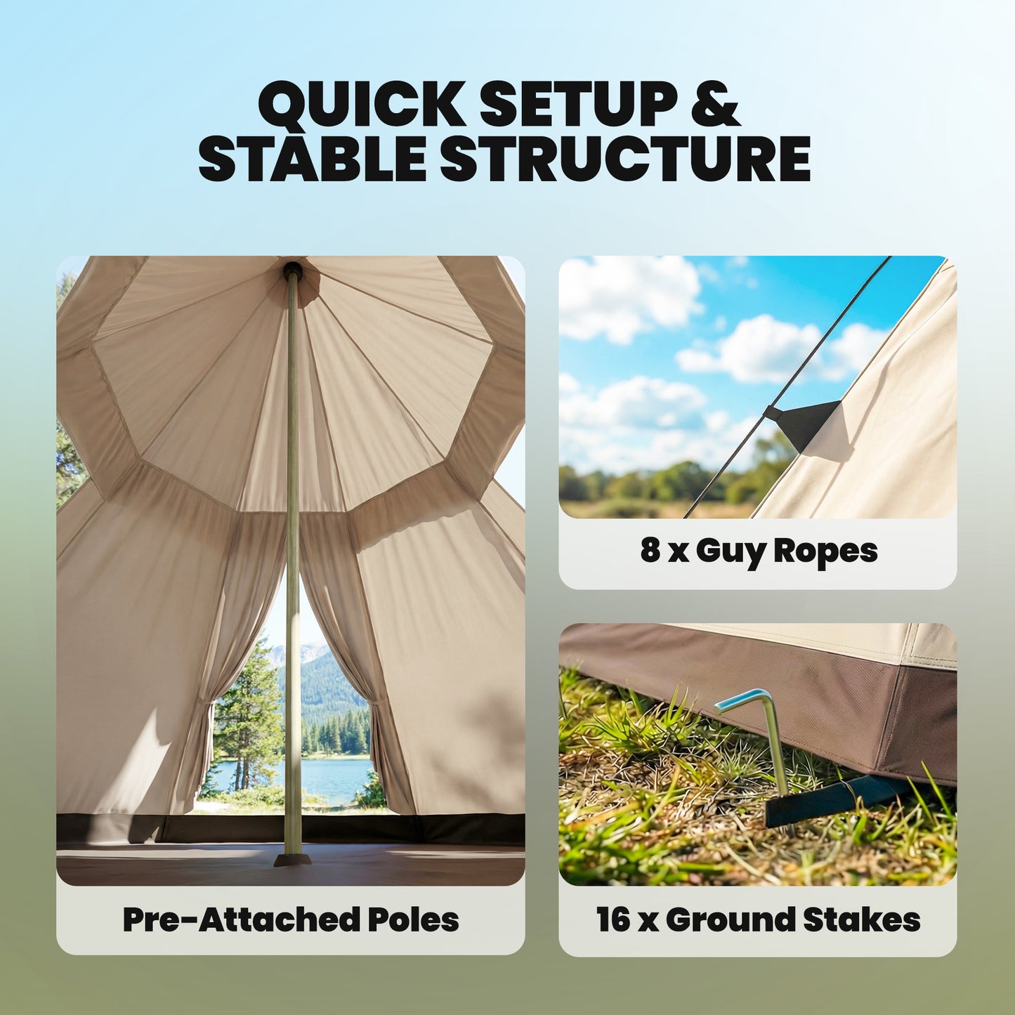 6 Men Tipi Tent with Carry Bag