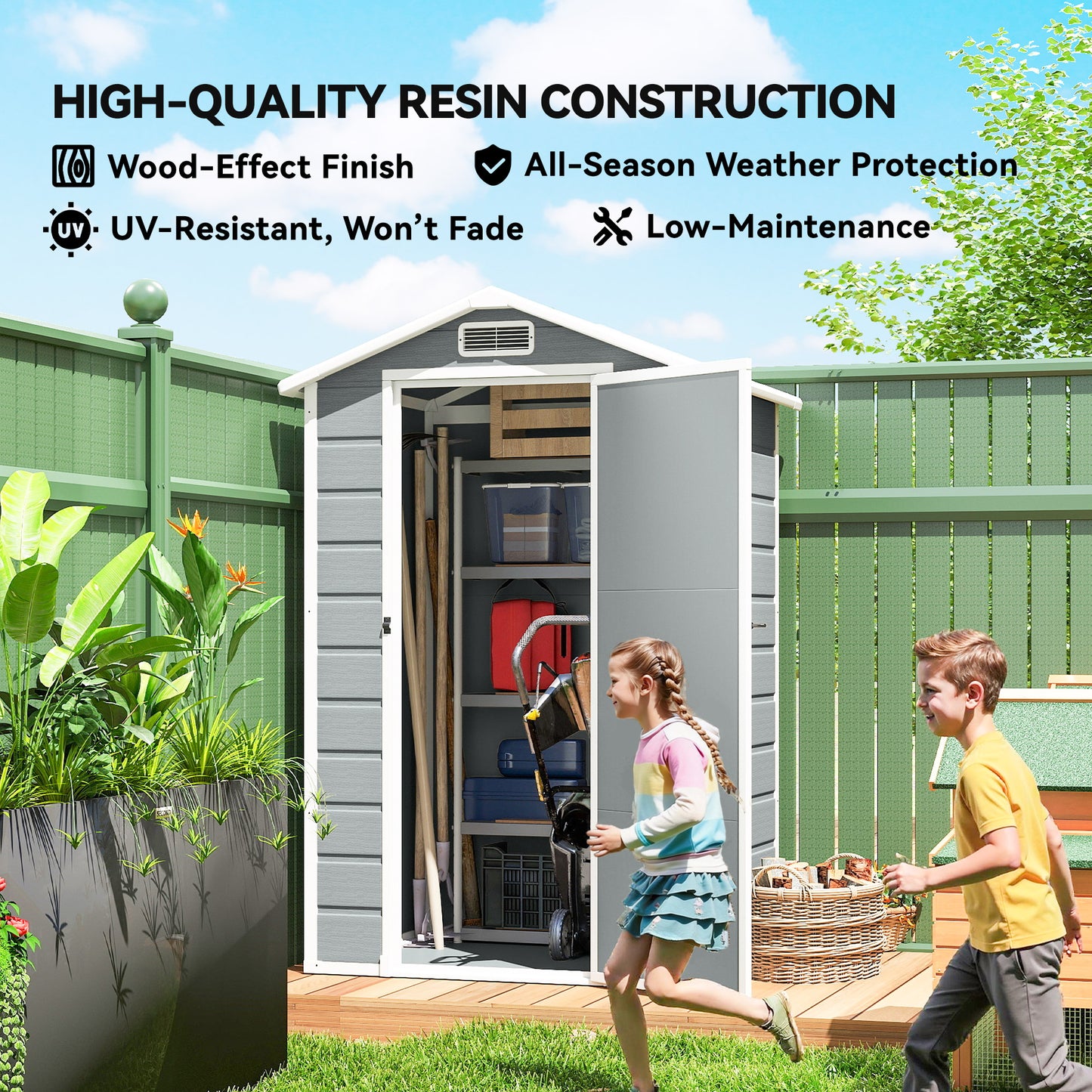 4 x 3 ft Plastic Garden Shed with Floor