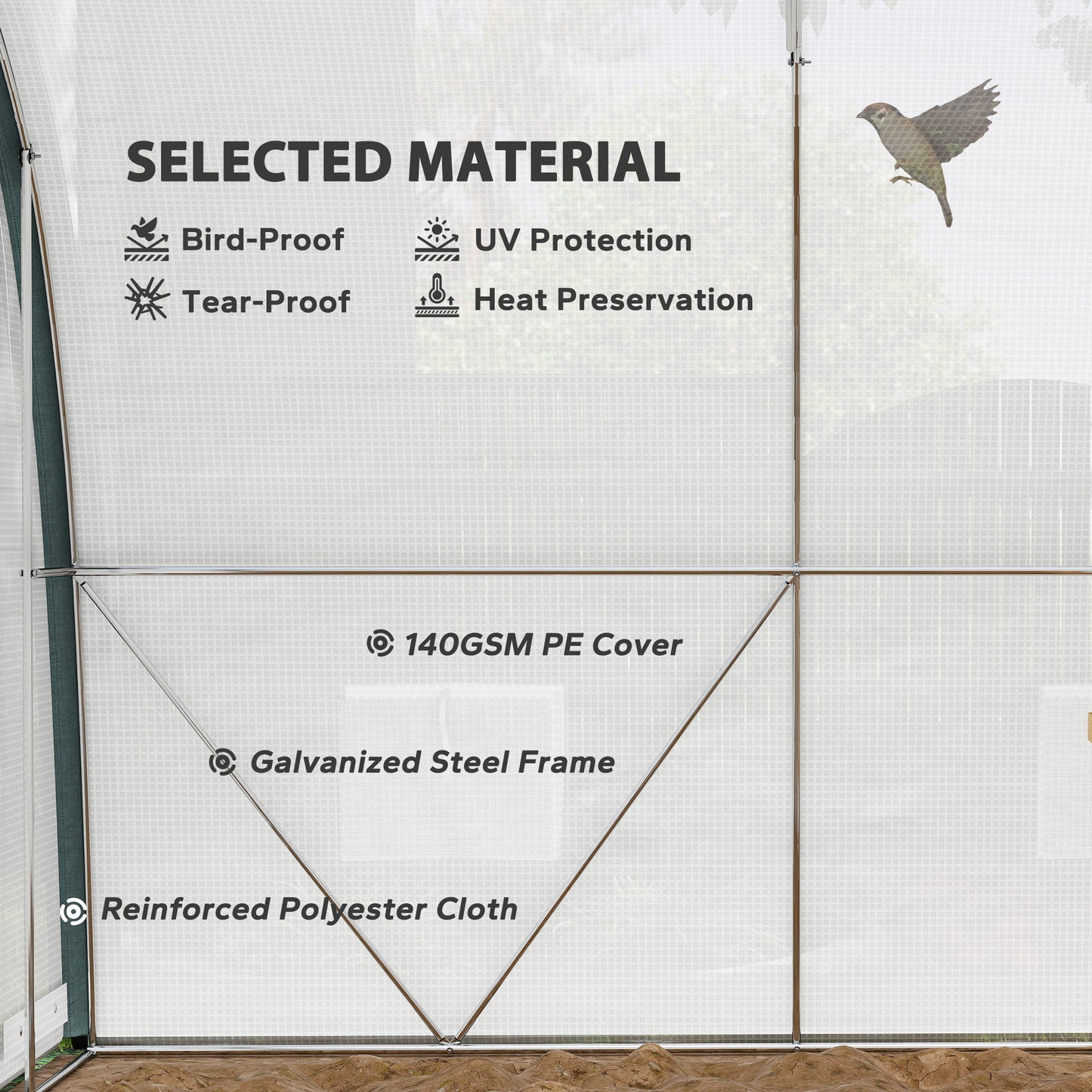 4 x 3(m) Walk-In Tunnel Greenhouse, with Accessories
