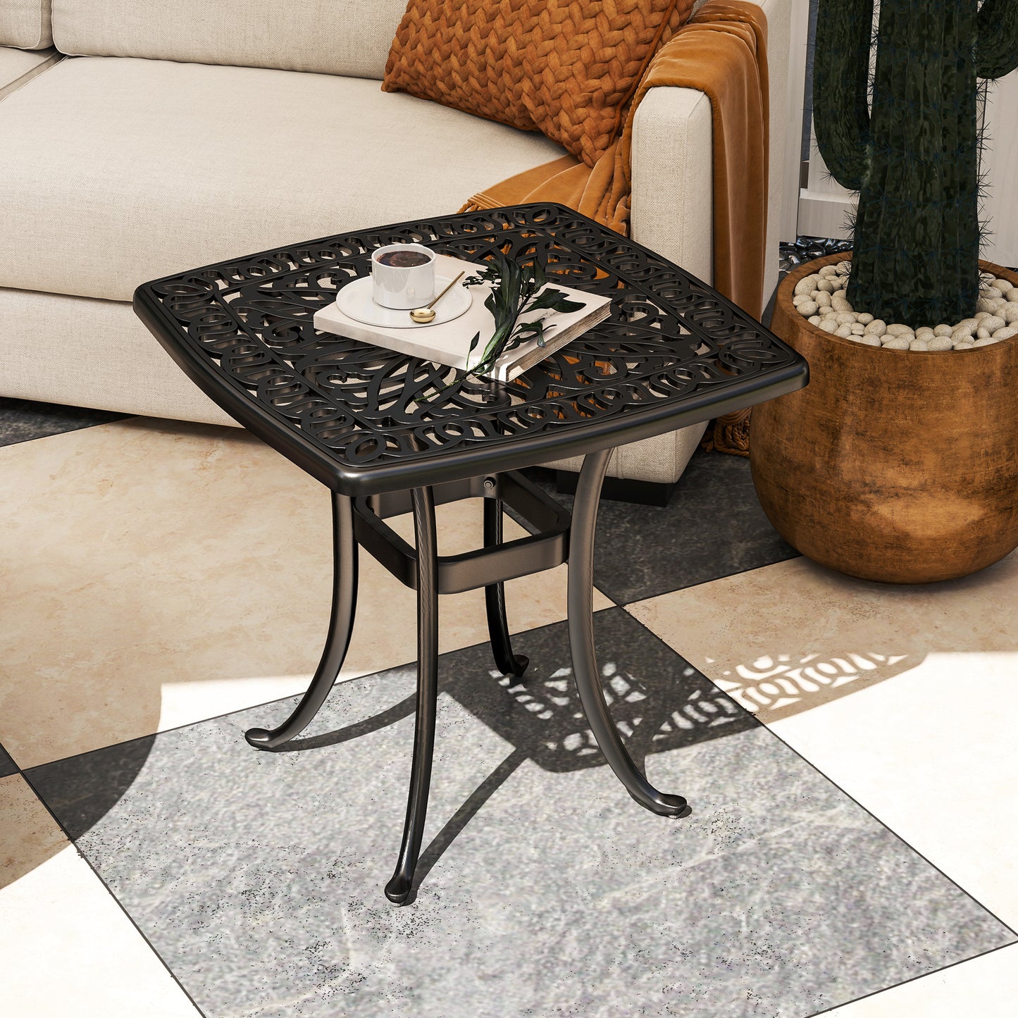 Outdoor Garden Table, Cast Aluminium Patio End Table (1)
