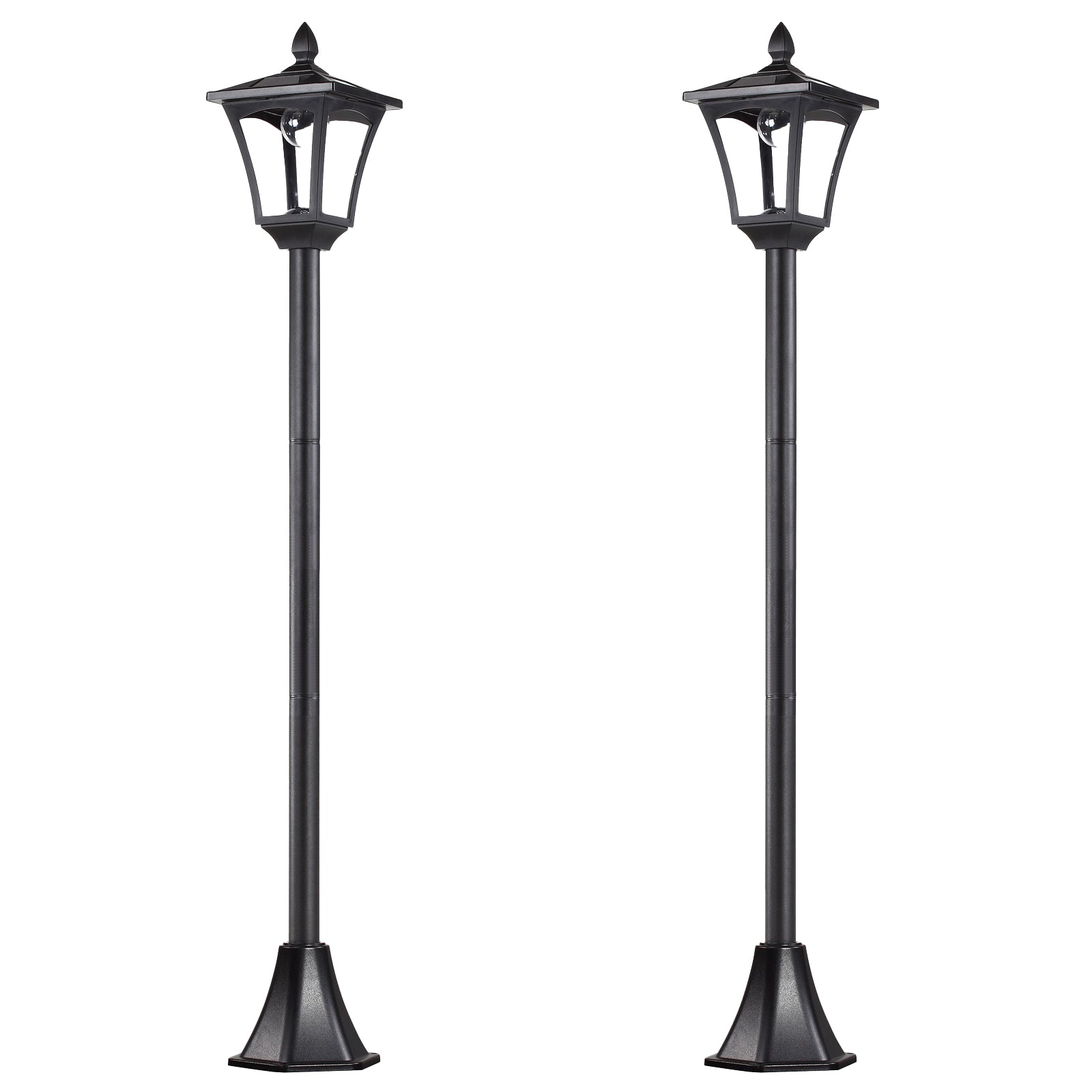 2 Pieces Outdoor Garden Solar Post Lamp Sensor Dimmable LED Lantern