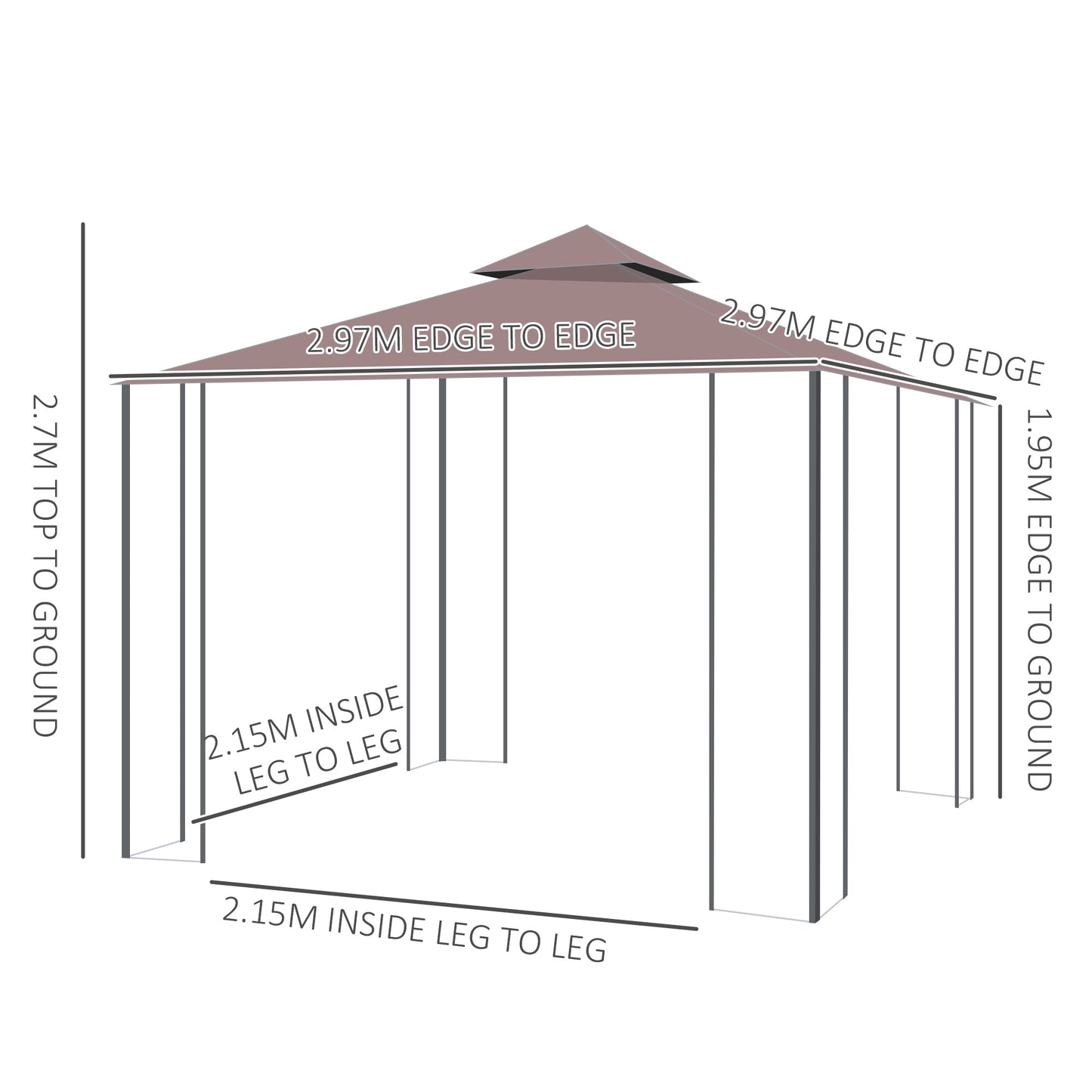3 x 3(m) Patio Gazebo Canopy Garden Pavilion Tent Shelter