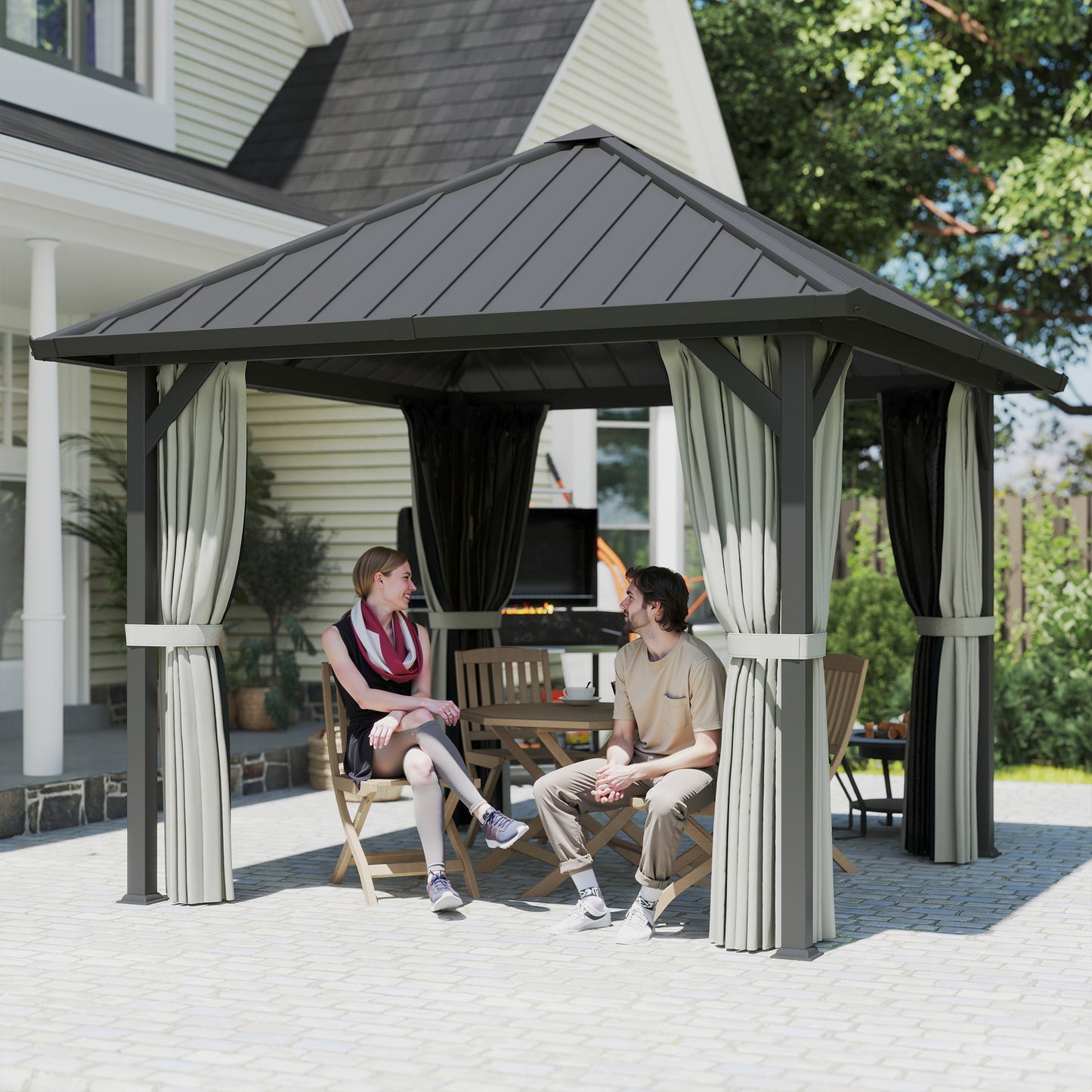 3 x 3(m) Hardtop Gazebo with Galvanised Steel Roof and Water Gutter (1)