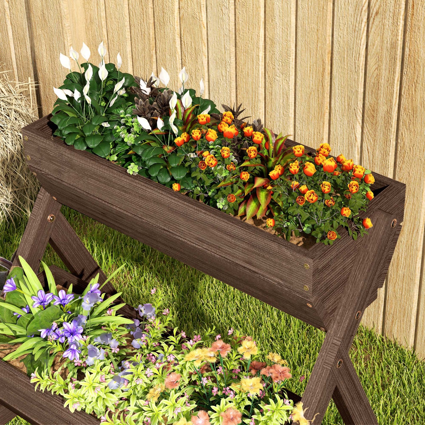 3 Tier Raised Garden Bed Wooden Elevated Planter Box Kit