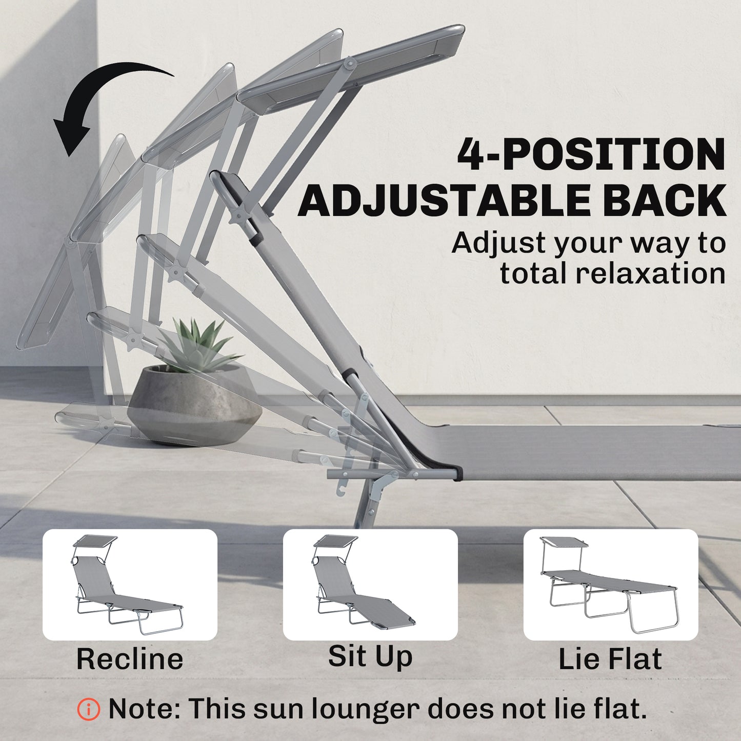 Folding Sun Lounger with Canopy