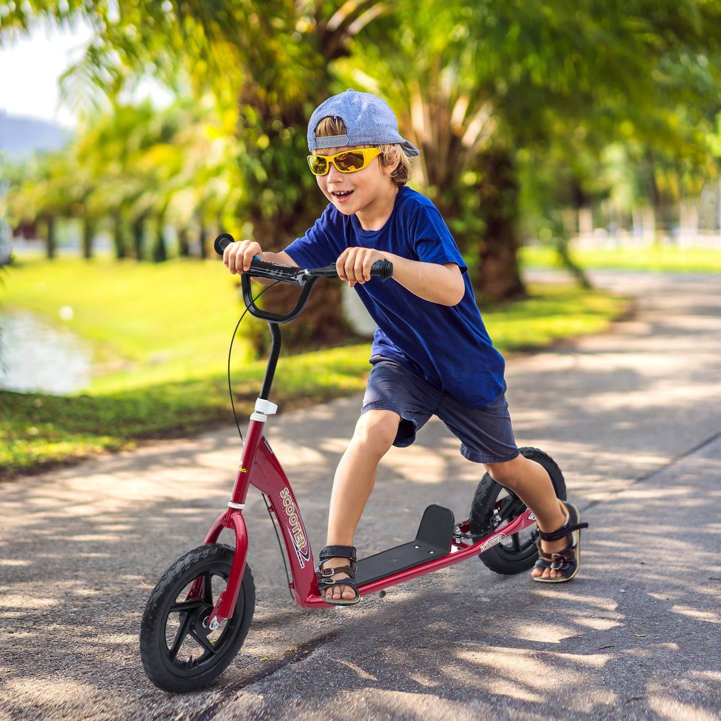 Kids Scooter Kick Scooter, with 12" EVA Tyres, Rear Brake