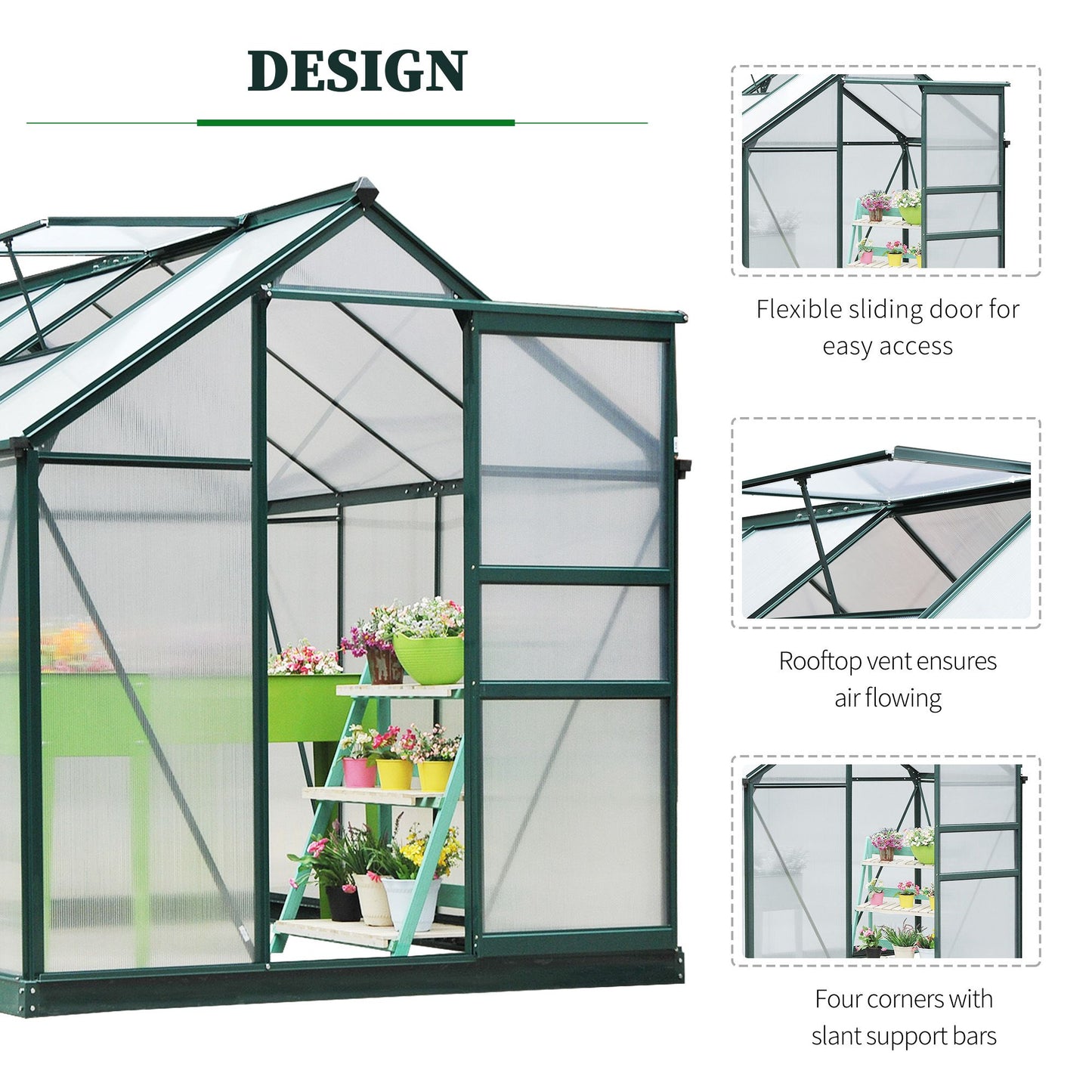 6 x 8ft Polycarbonate Greenhouse