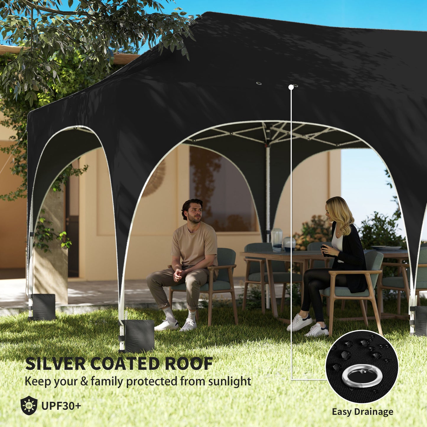 3 x 6m Pop Up Gazebo Shelter with Sides, 6 Sandbags