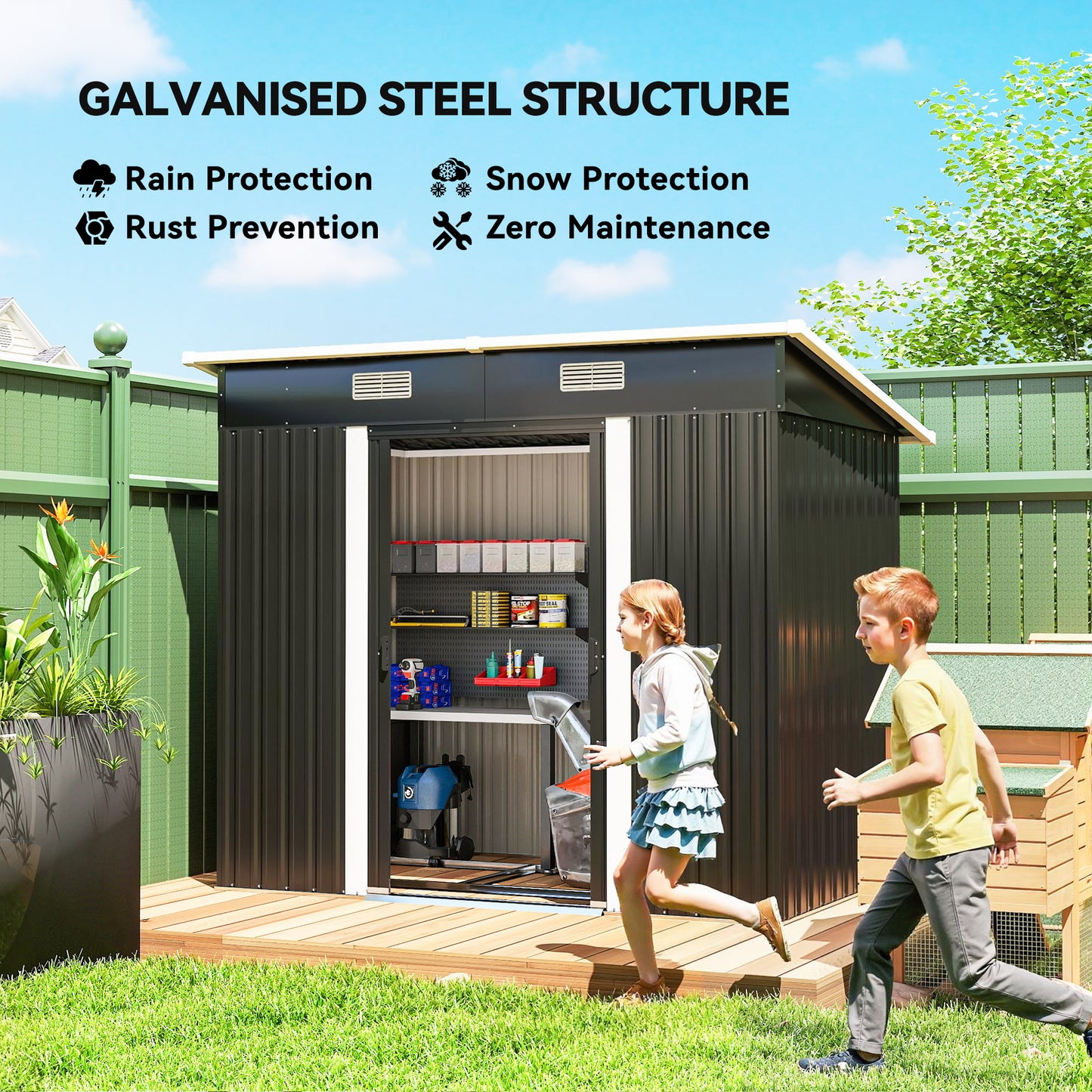 7 x 4ft Outdoor Storage Shed with Foundation Kit (1)