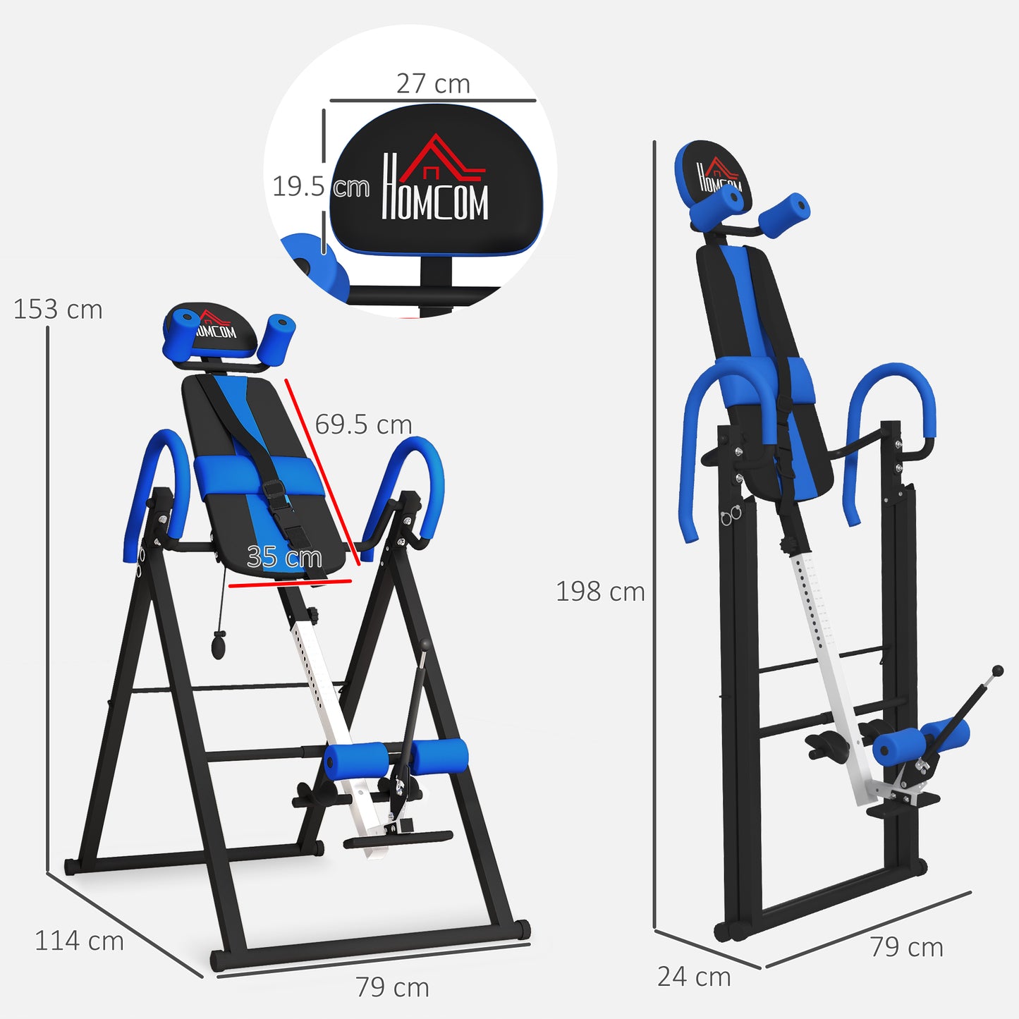 Gravity Inversion Table with Safety Belt Adjustable Hand Stand