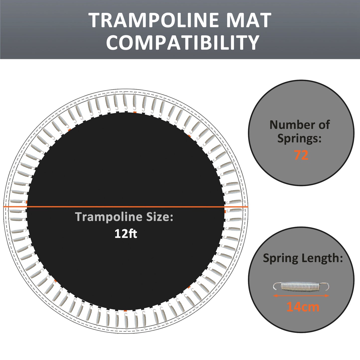Replacement Trampoline Mat with Spring Pull Tool, 72 V-Hooks