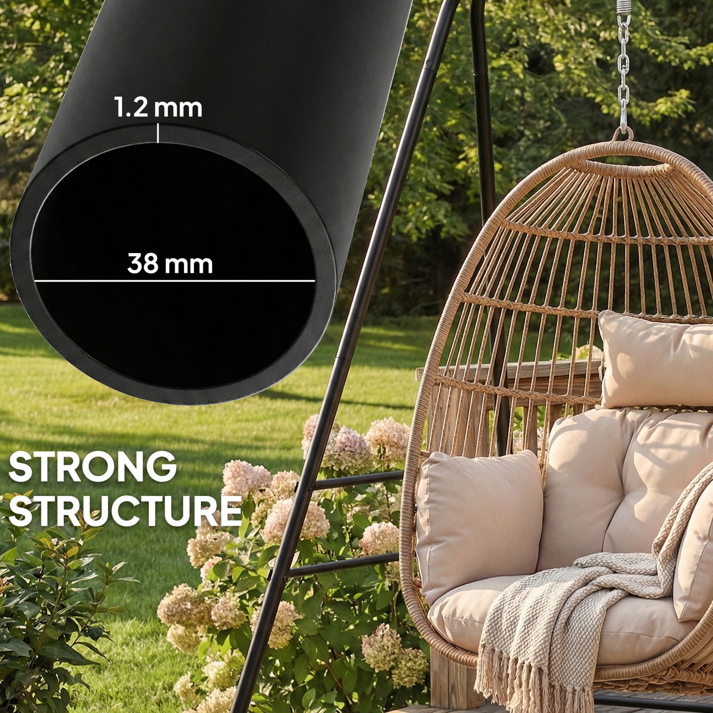 Hammock Chair Stand Only, 150KG Load Capacity, for Indoor Outdoor
