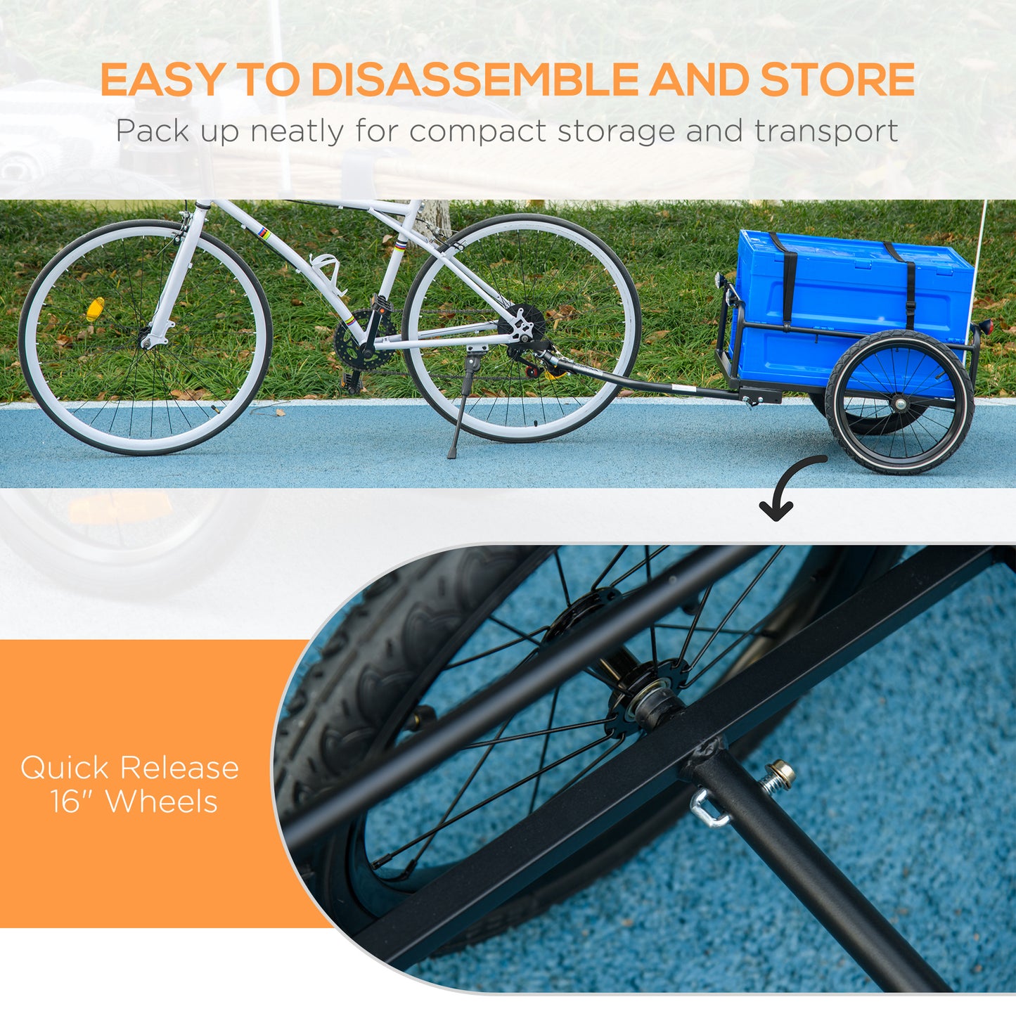65L Steel Frame Bike Trailer Storage Box