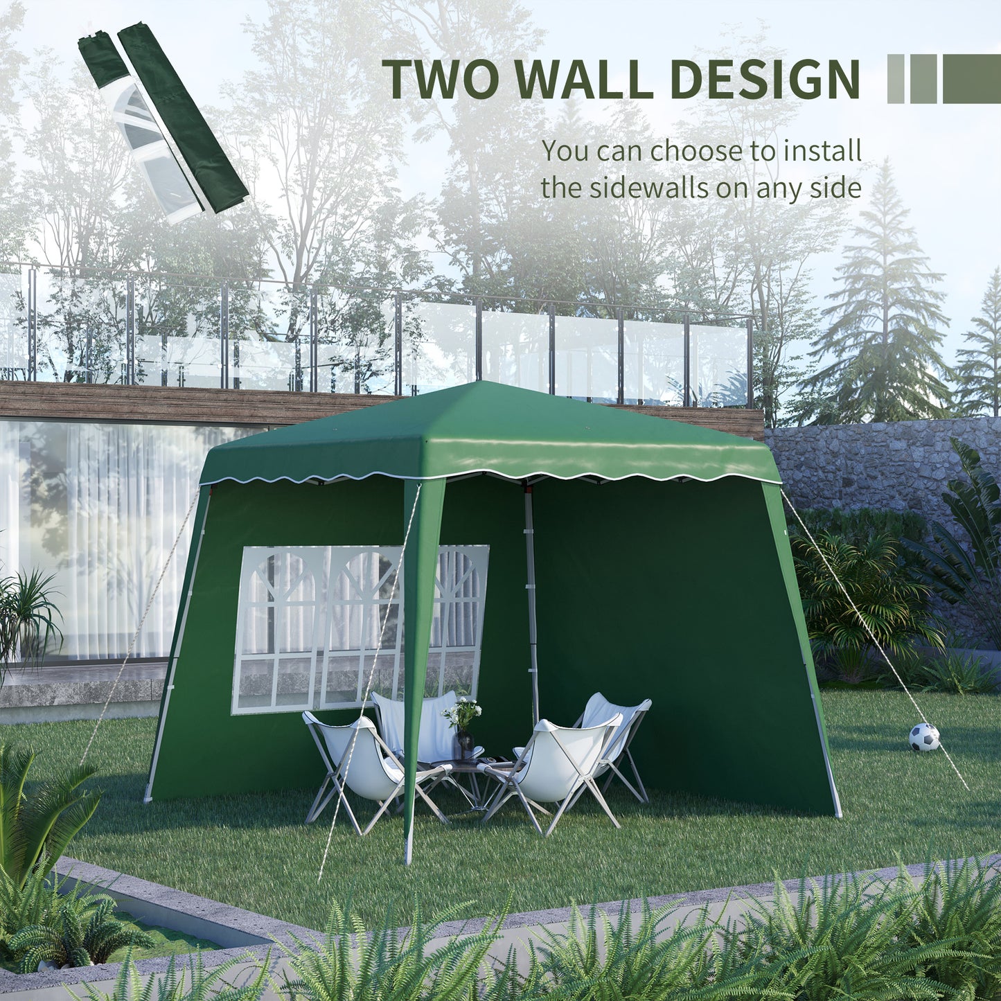 2.4 x 2.4m Two Wall Pop Up Gazebo