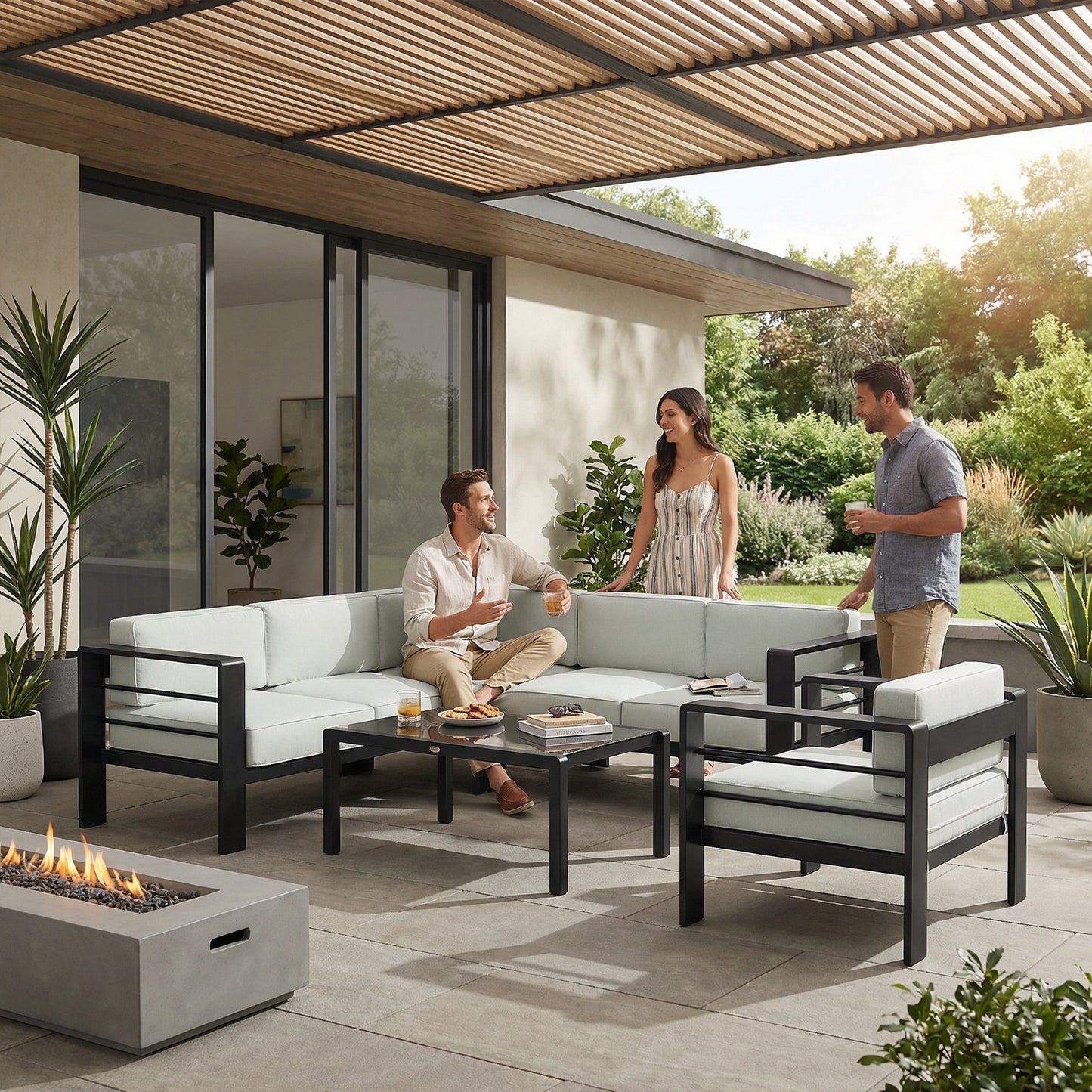 5-Piece Garden Corner Sofa Set with Cushions (1)