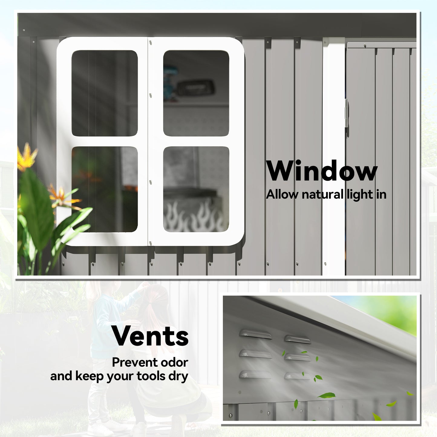 8.5 x 6ft Storage Shed Galvanised Steel Garden Shed