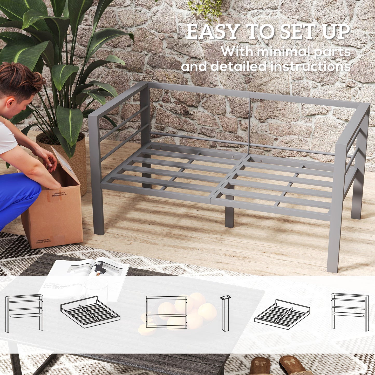 Two-Seater Aluminium Garden Sofa