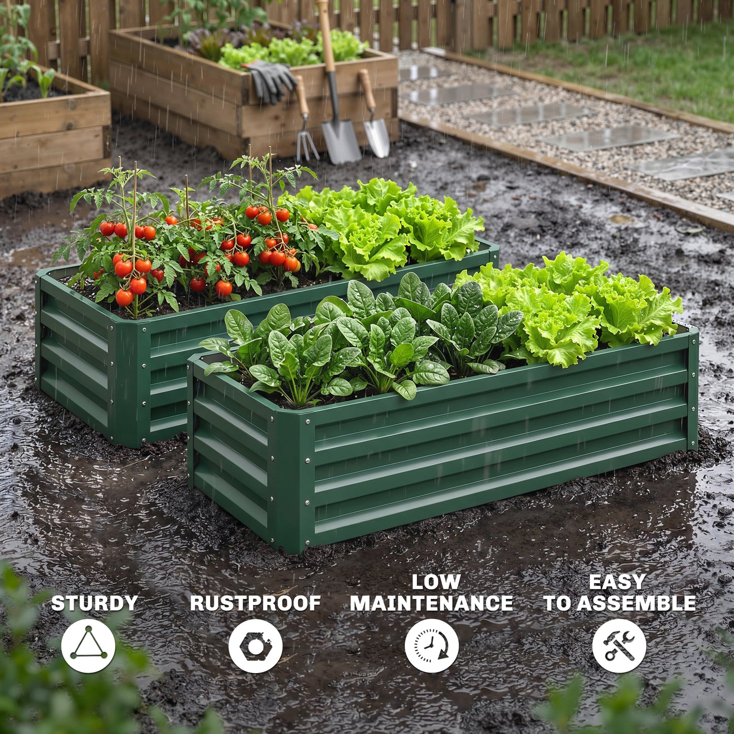 Set of Two 110 x 65cm Steel Planter Boxes
